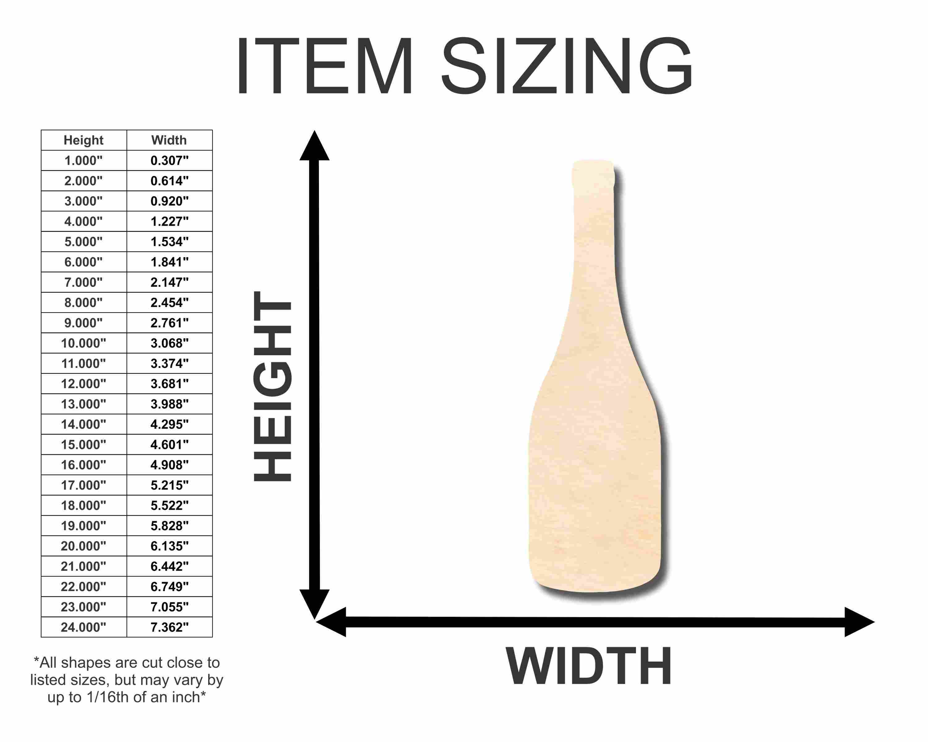 Unfinished Baltic Birch Wood Wine Bottle Silhouette Craft Supplies for Up to 46 DIY Projects