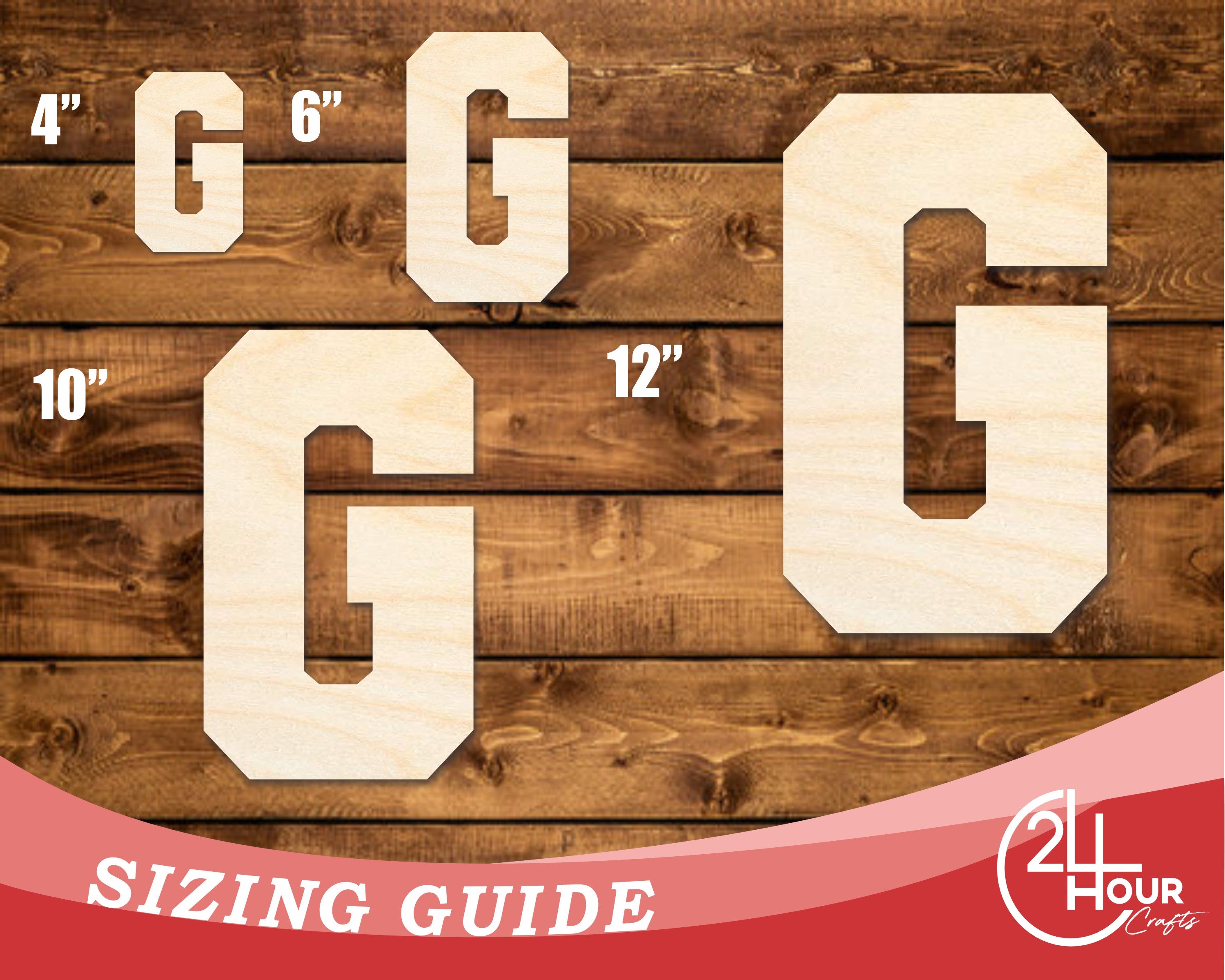 Unfinished Baltic Birch G - Shape Varsity Team Font DIY Craft Cutout, up to 46"
