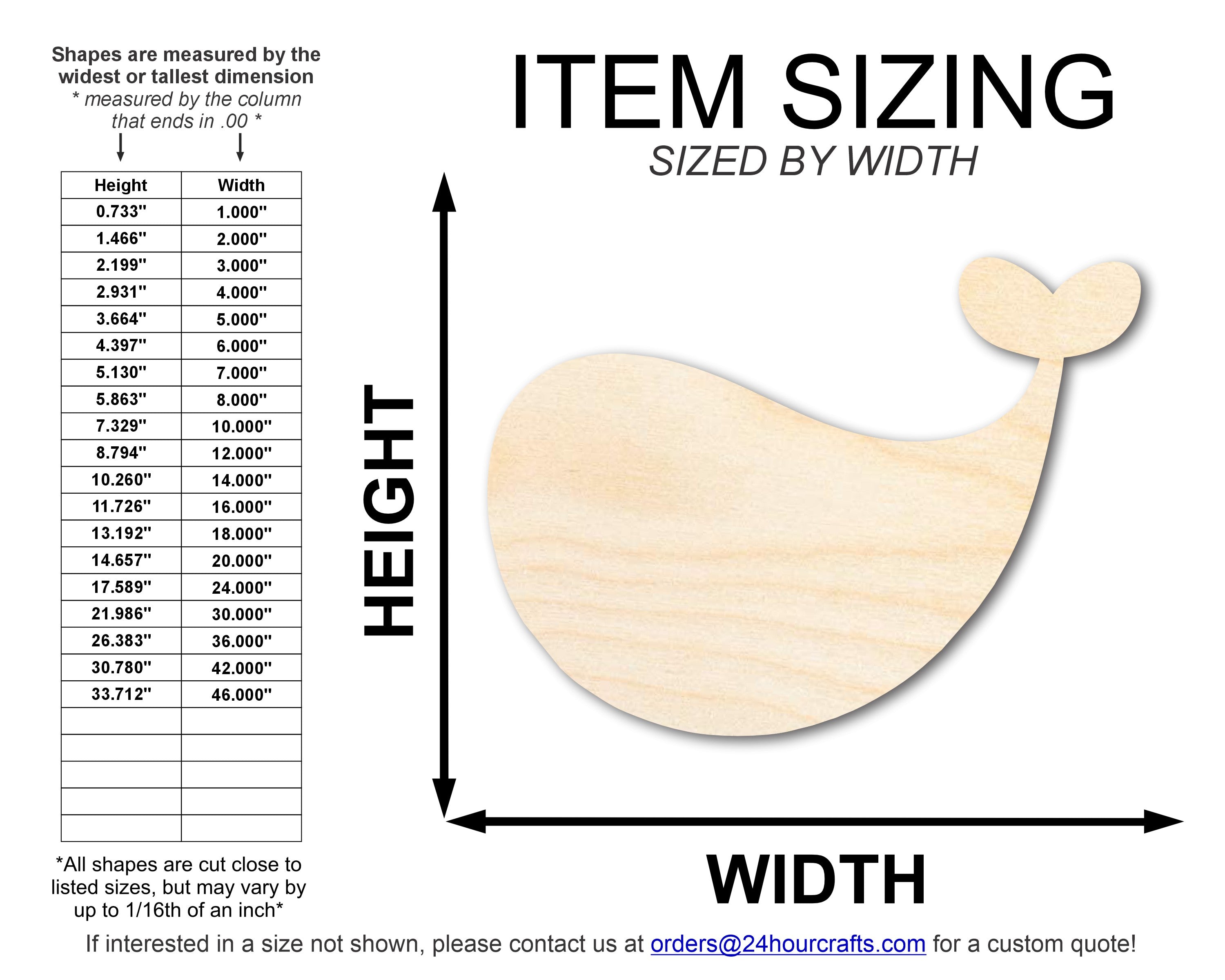 Unfinished DIY Craft Cutout of Adorable Whale Shape, Up to 46 Different DIY Options