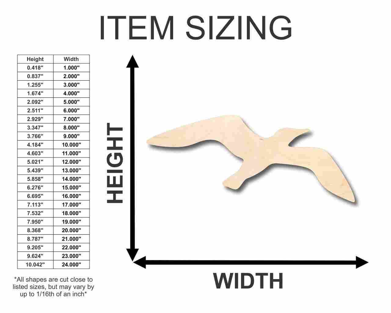 DIY Unfinished Baltic Birch Wood Seagull Shape for Beach Decor Up to 46