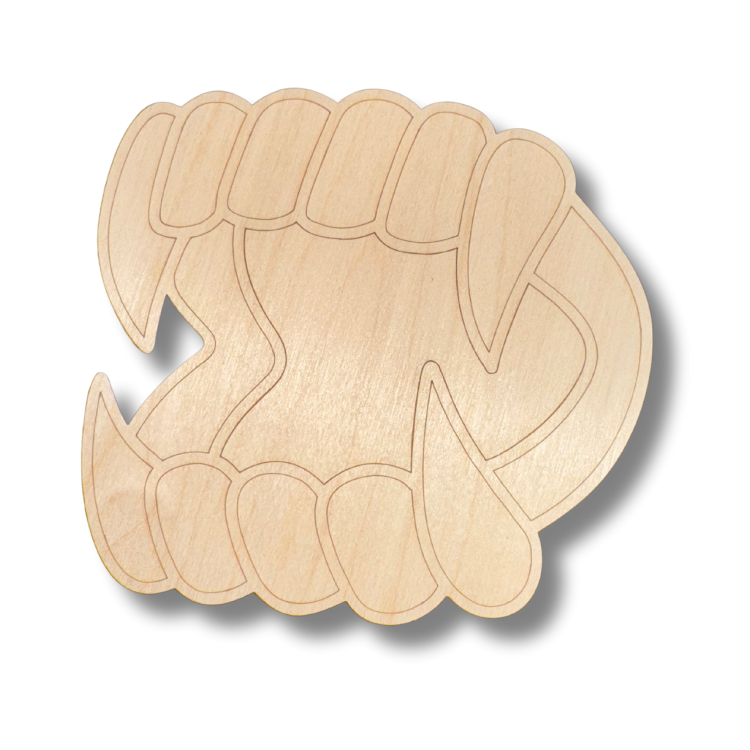 Unfinished DIY Wood Crafts in Etched Vampire Teeth Shape for Paint By Line Projects, Up to 30 Pieces