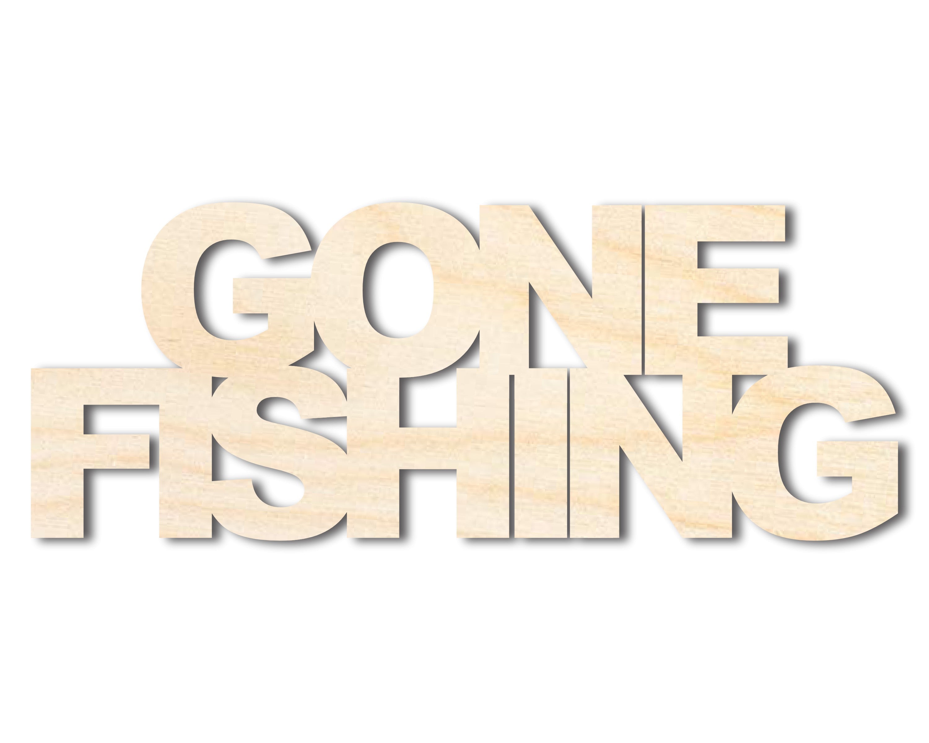 DIY Unfinished Wood Gone Fishing Craft Cutout with Up to 46 Different DIY Options