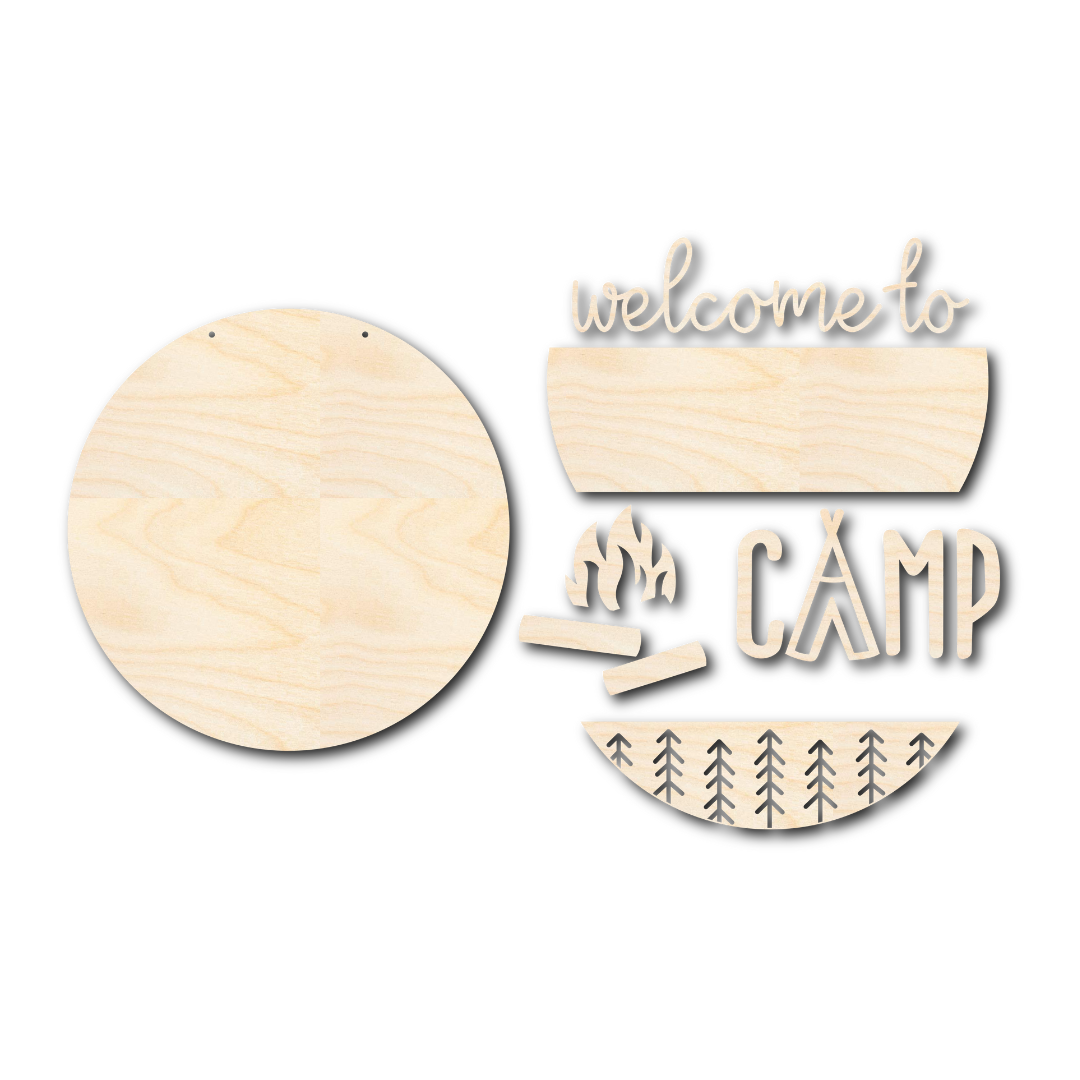 Unfinished Wood Door Sign Kit for Welcoming Guests to Camp | High - Quality Wood Craft Cutouts, 1/4 - Inch Thick