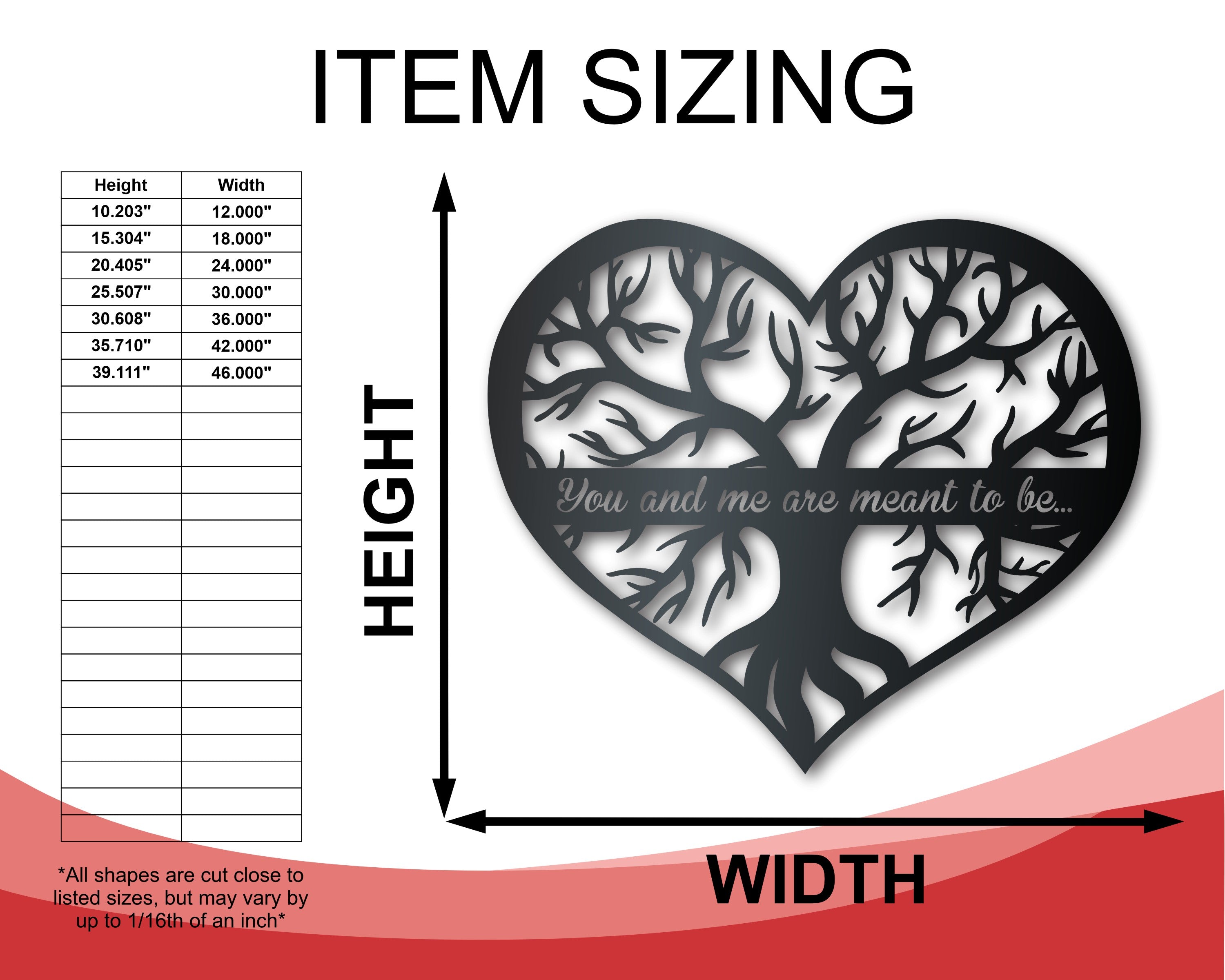 Personalized Metal Heart Tree Wall Art - 14 Color Choices for Valentine's, Weddings & Anniversaries