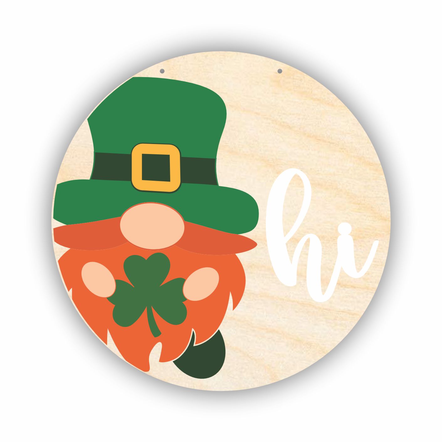1/4 - Thick Unfinished Wood St Patrick's Day Gnome Door Sign Craft Kit