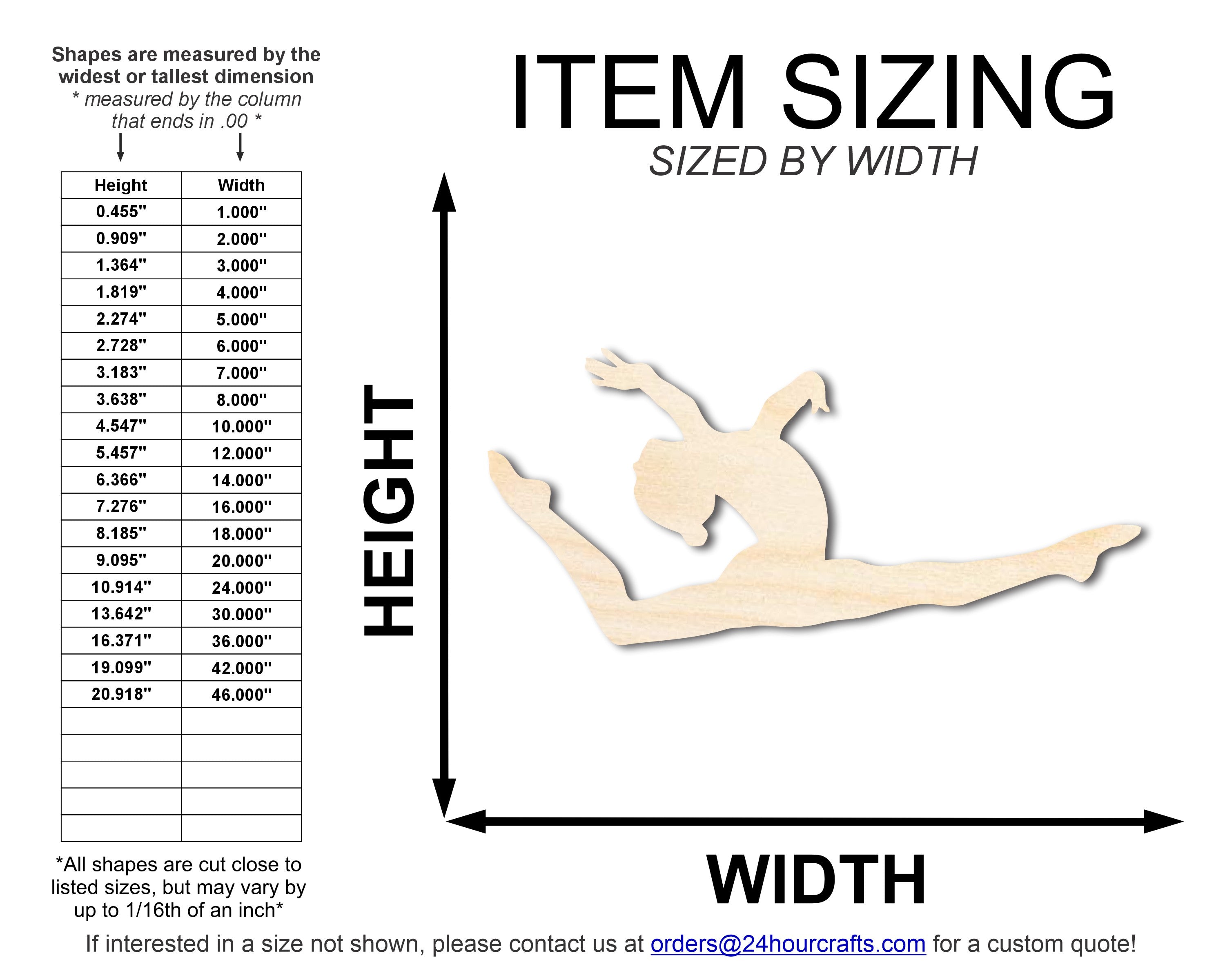 DIY Unfinished Baltic Birch Gymnast Leap Shape Cutout up to 46 Inches