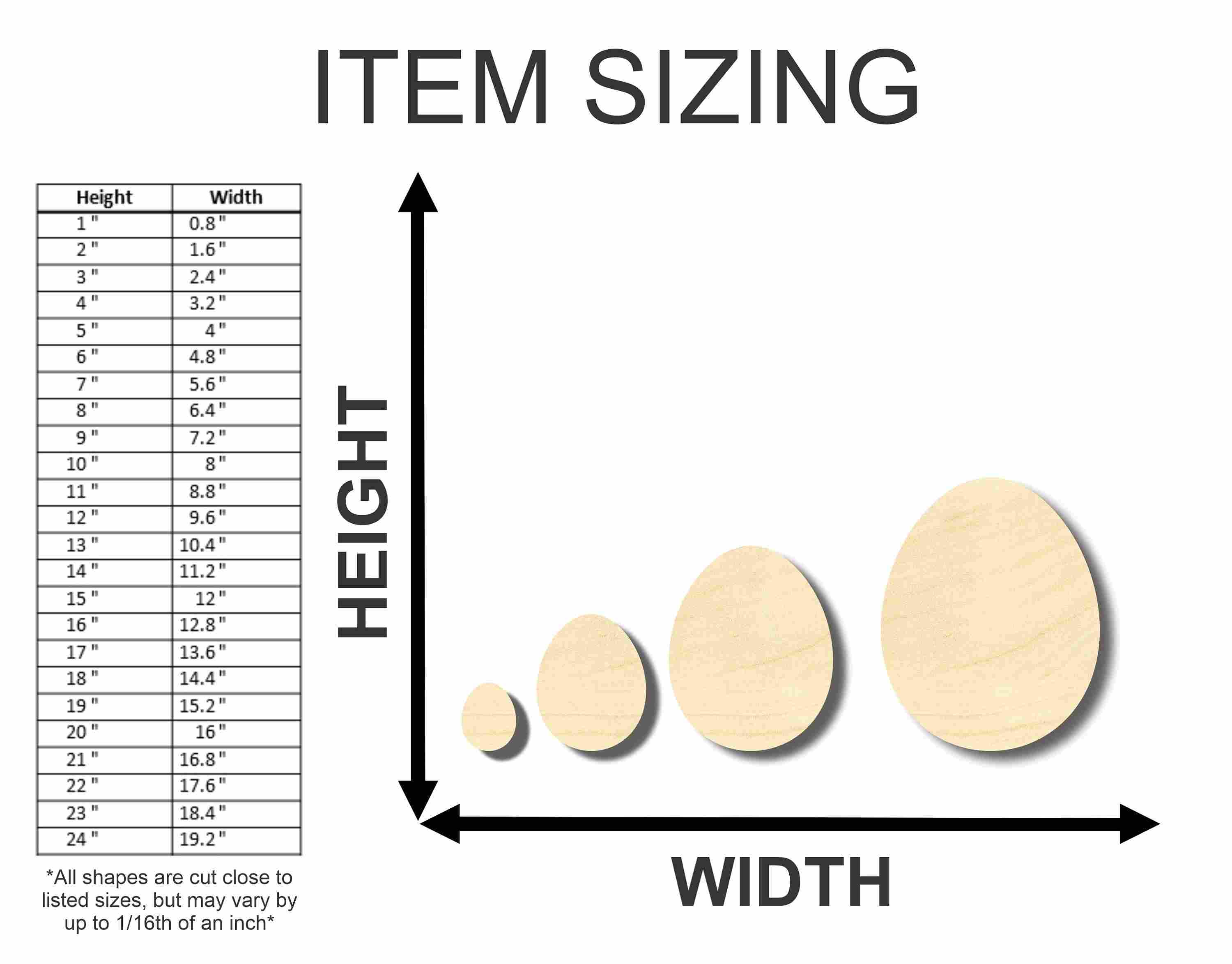 DIY Unfinished Natural Wood Easter Eggs up to 24 Inches
