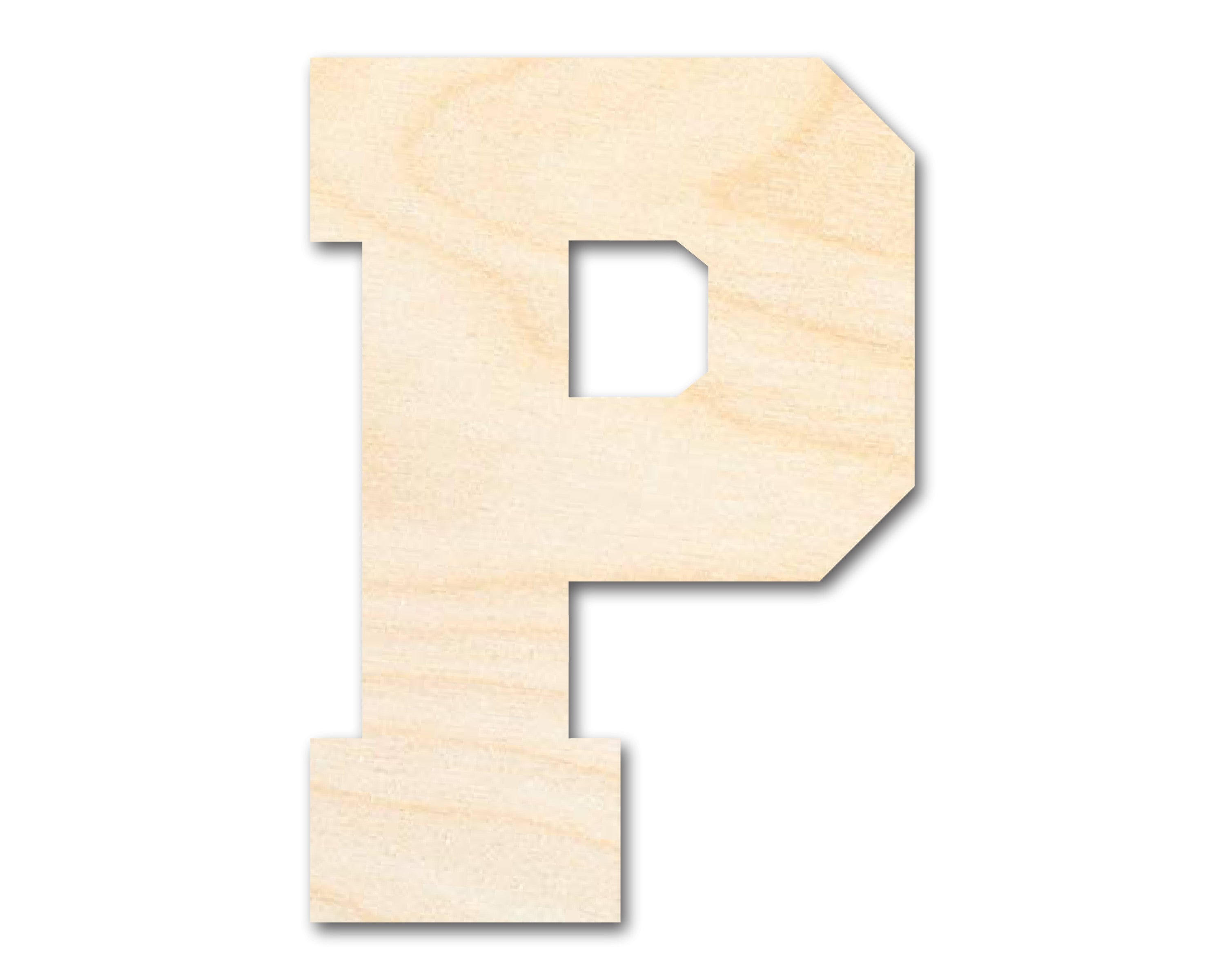 DIY Unfinished Wood Varsity Team P - Shape Cutout up to 46 Inches
