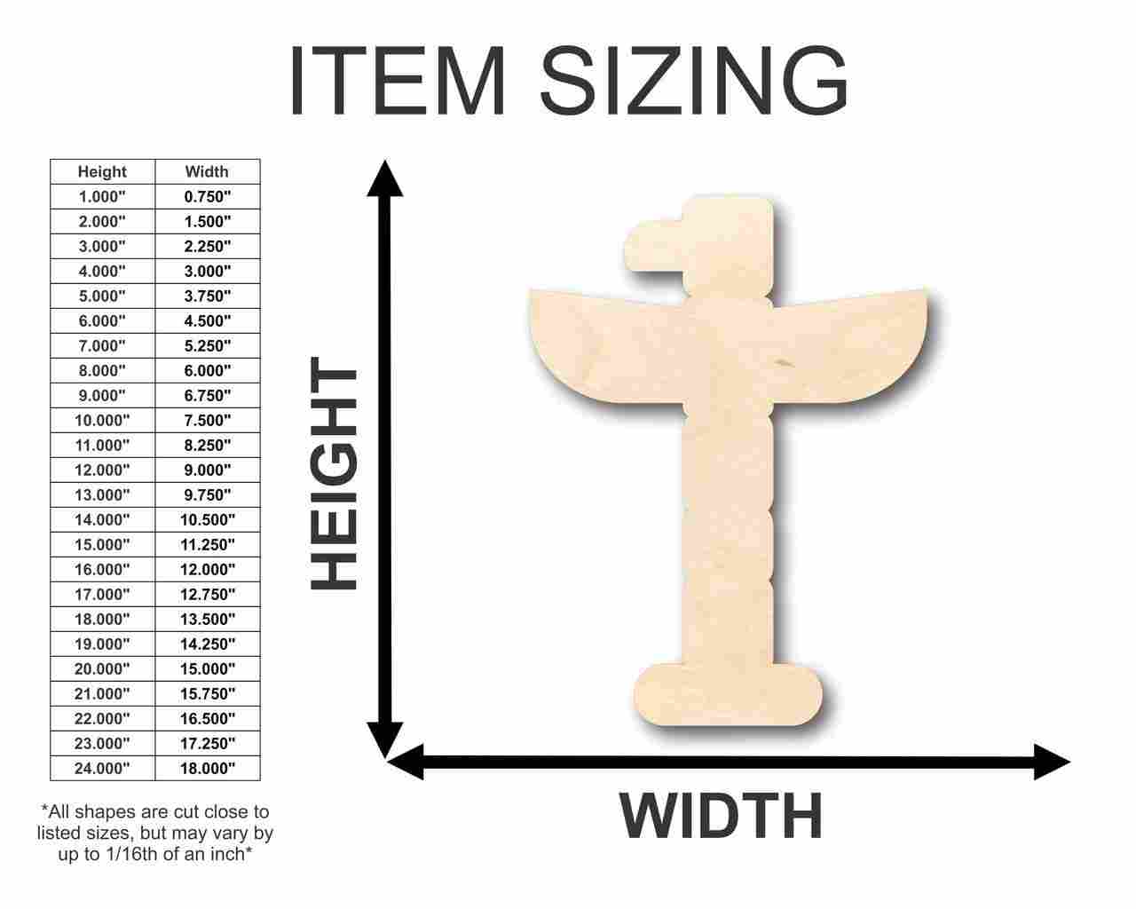Unfinished Native American - Inspired Wood Totem Pole Shapes for DIY Crafts up to 46 Inches