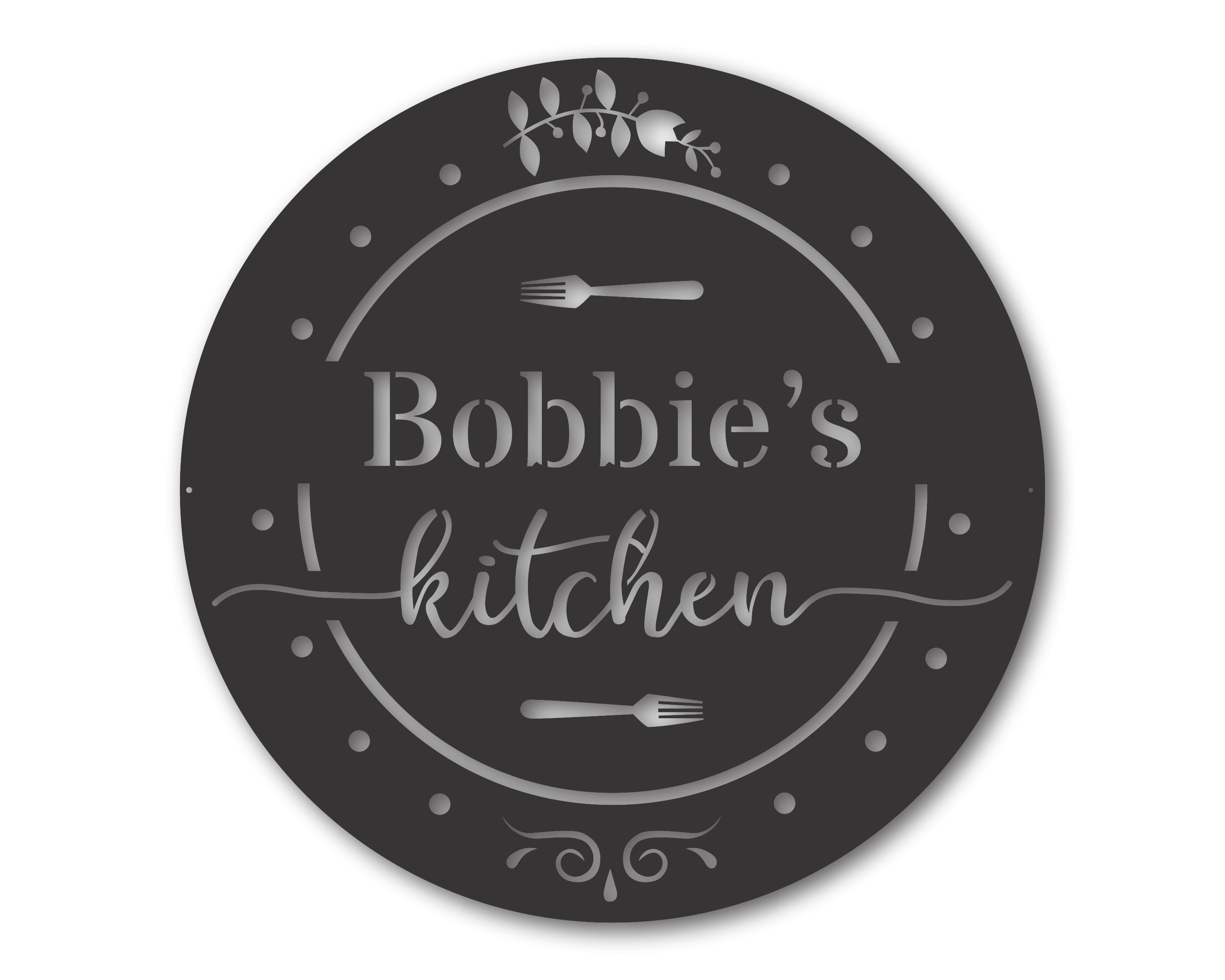 Customizable Round Metal Kitchen Wall Decor Sign with 15 Color Choices for Personalized Kitchen Decoration
