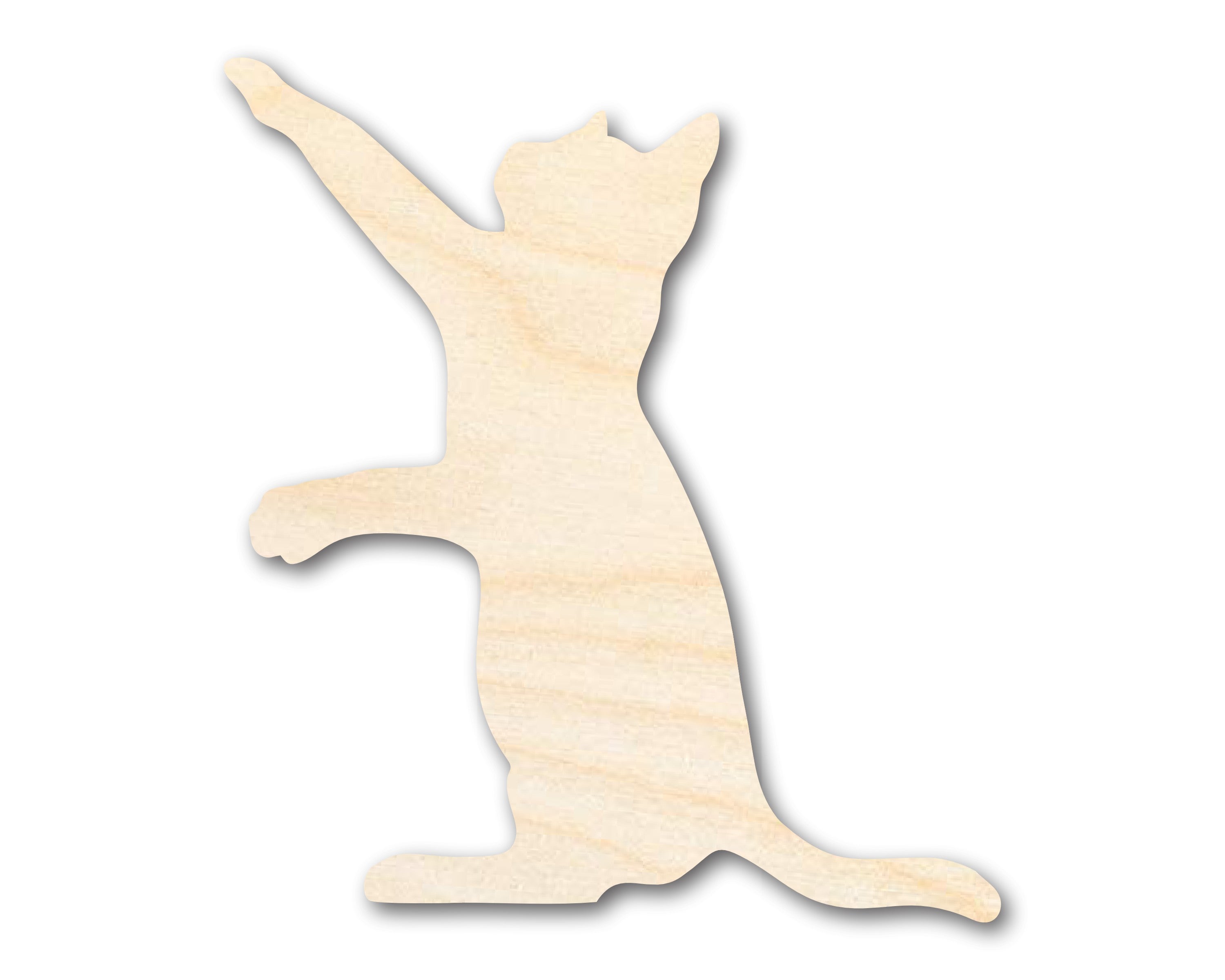 Large-Scale Unfinished Wood Cat Shape Cutout for DIY Crafts