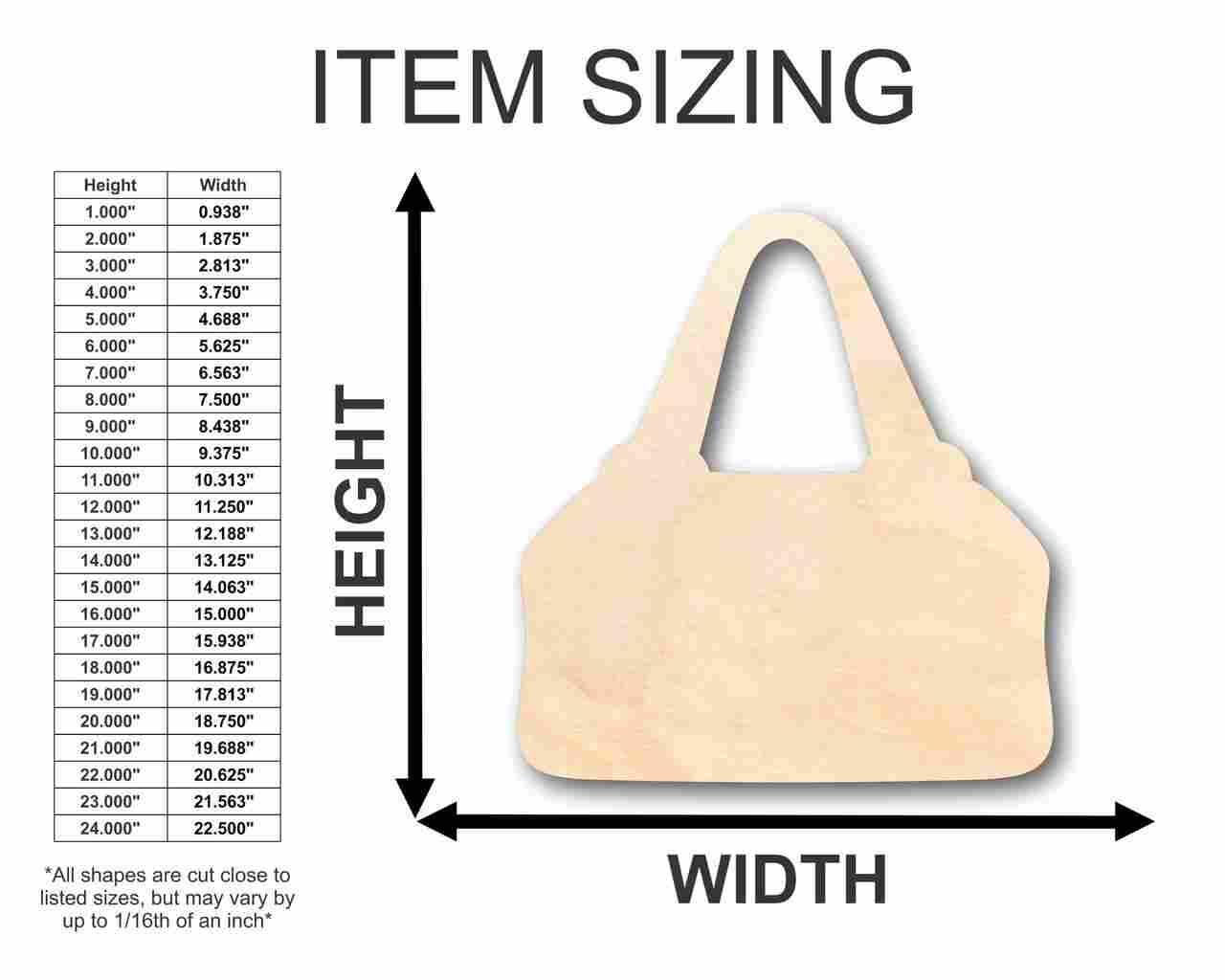 DIY Unfinished Baltic Birch Wood Purse Shapes up to 24 Inches