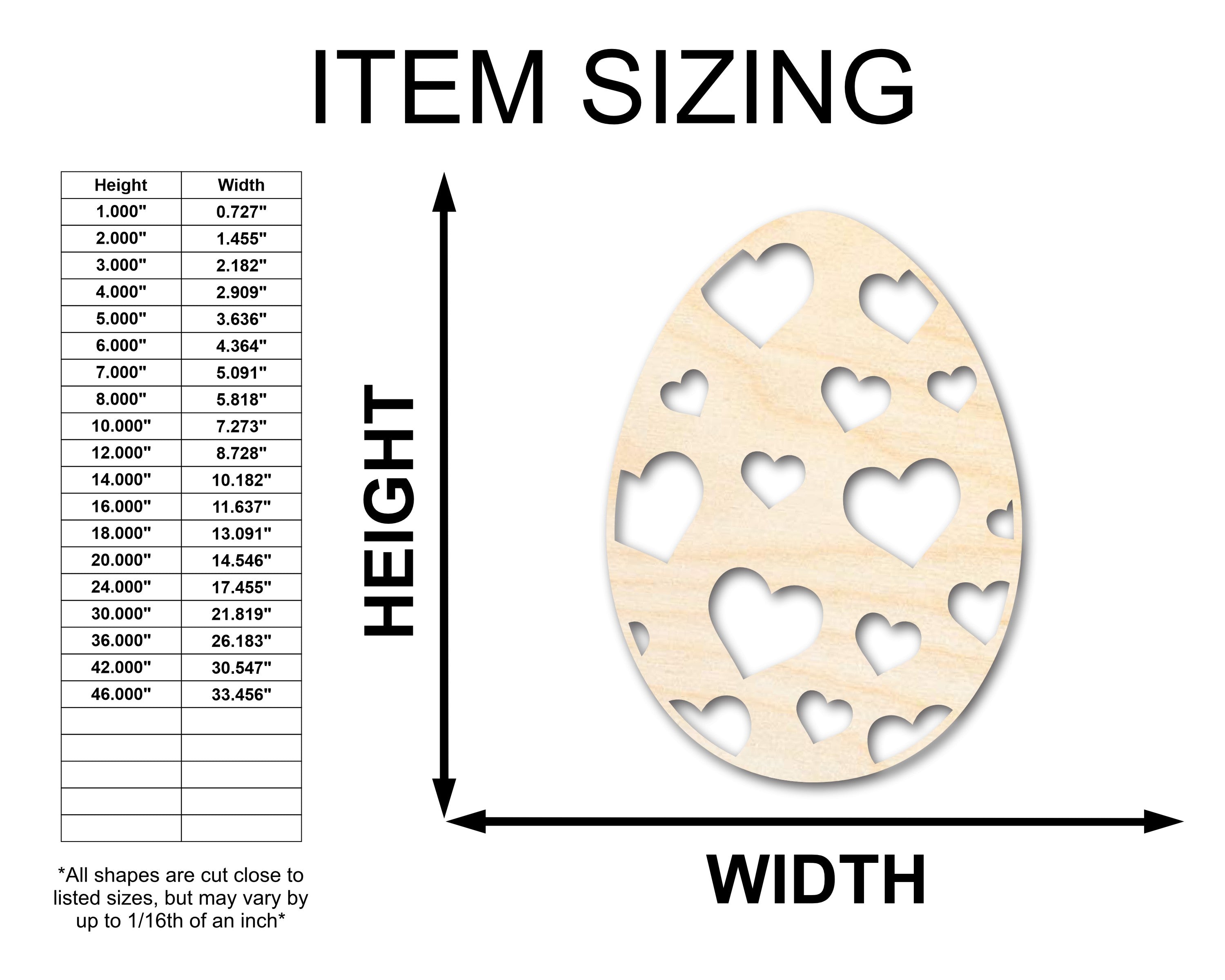 Unfinished Easter Craft - Wood Heart Egg Shaped Pieces for Up to 46 DIY Projects