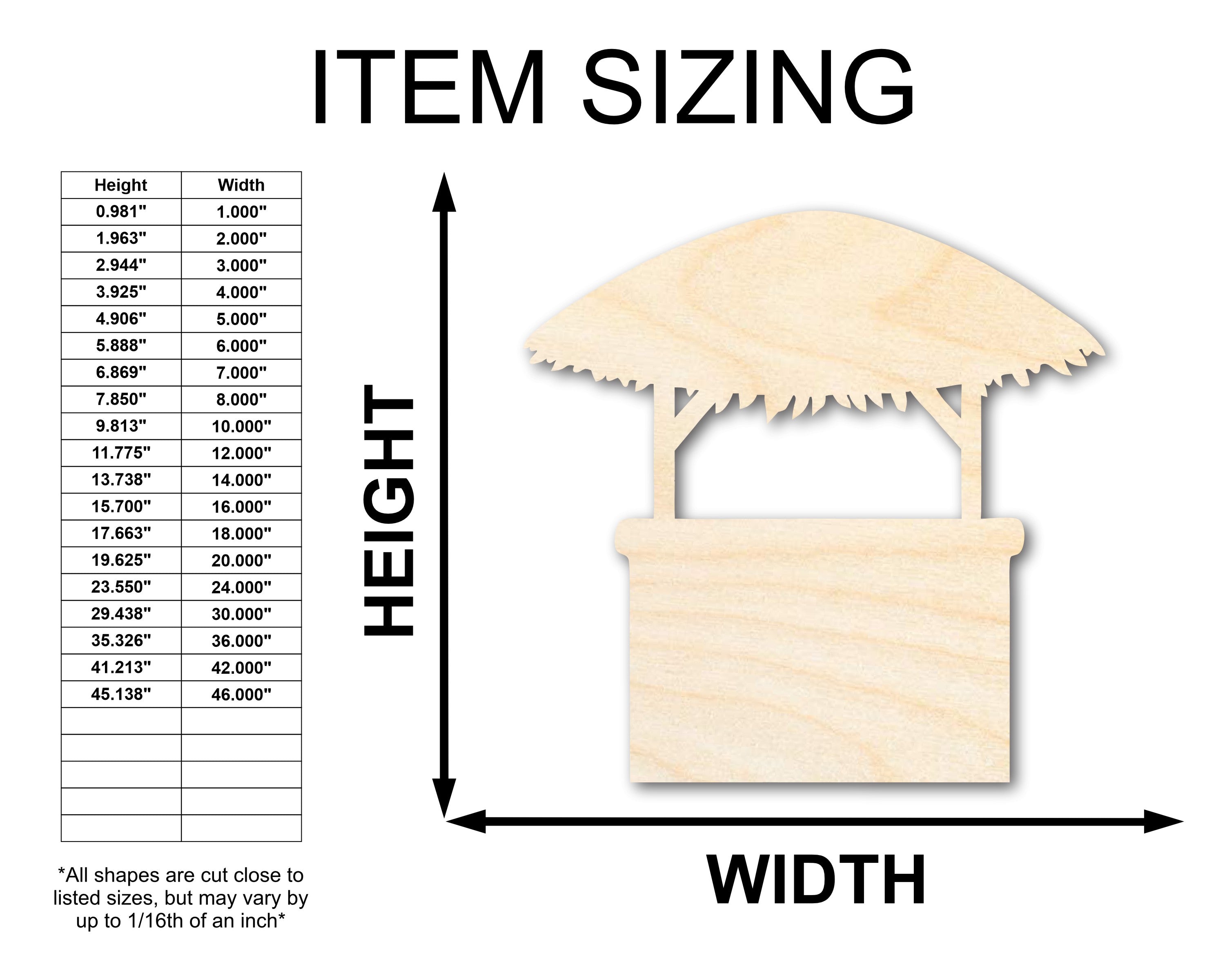 Sanded Unfinished Baltic Birch Wood Tiki Bar Shape - Up to 46 Inches