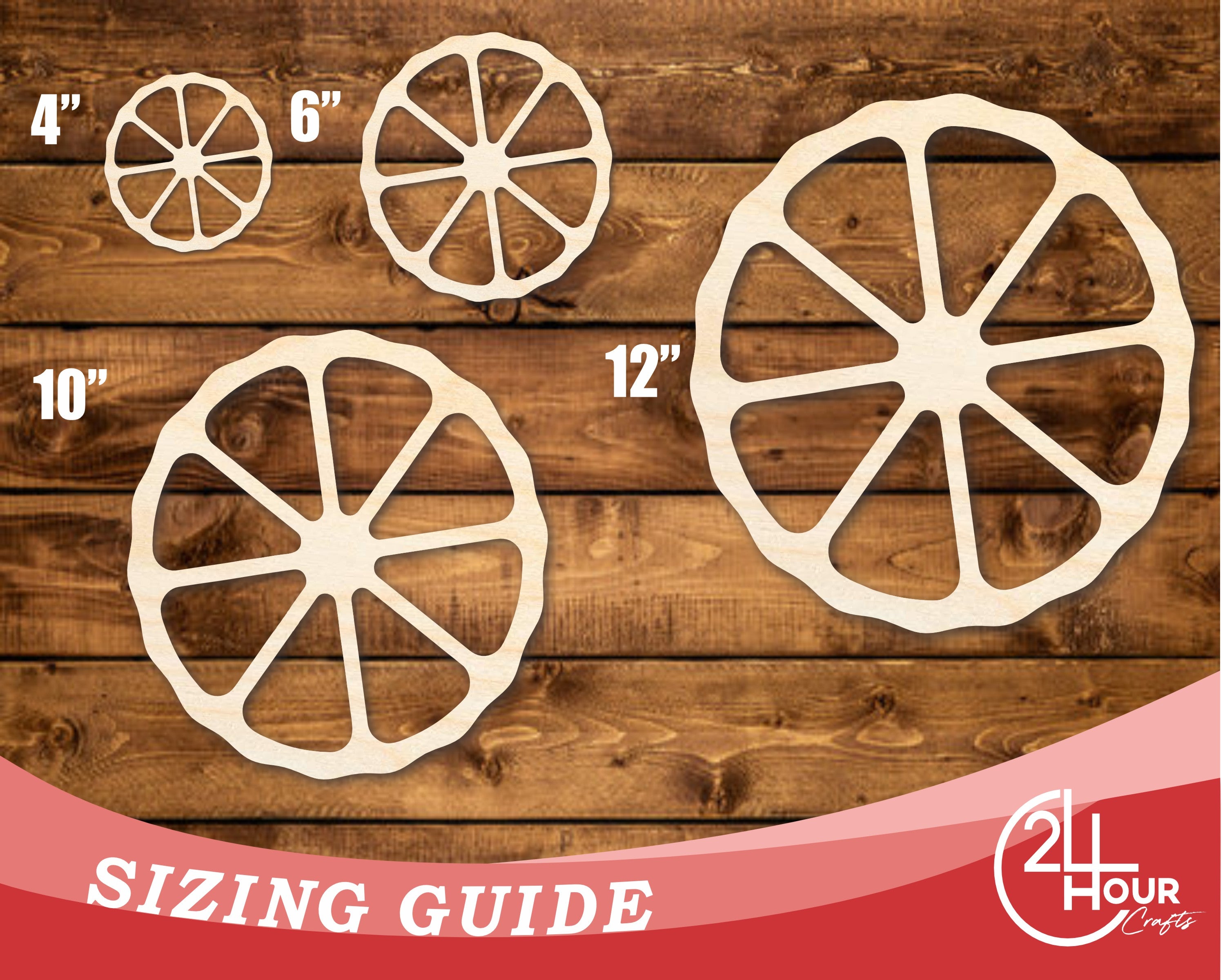 DIY Unfinished Baltic Birch Wood Fruit Slice Shapes up to 46 Inches