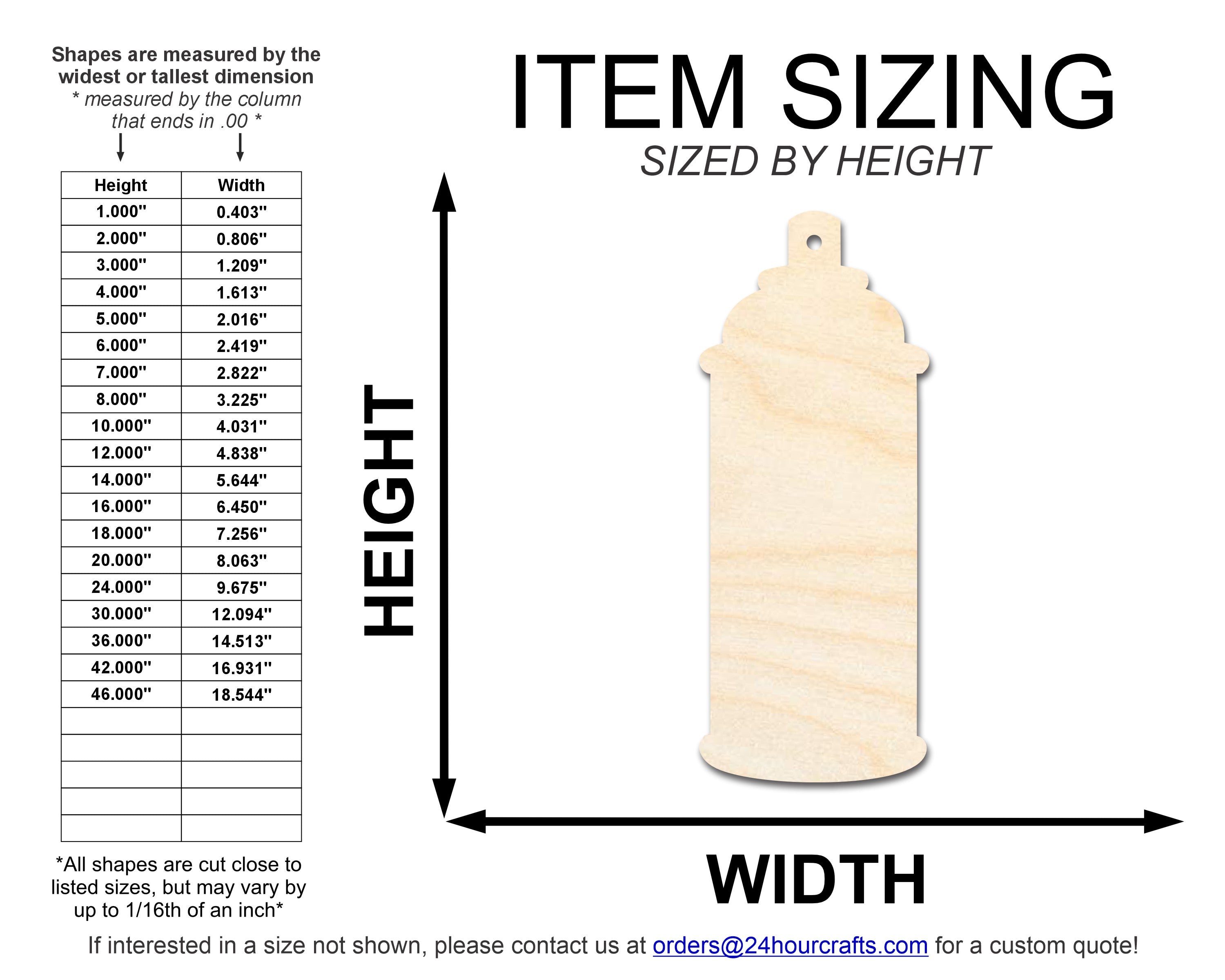 Unfinished Baltic Birch Spray Can Shape DIY Craft Cutouts, Up to 46 Sizes