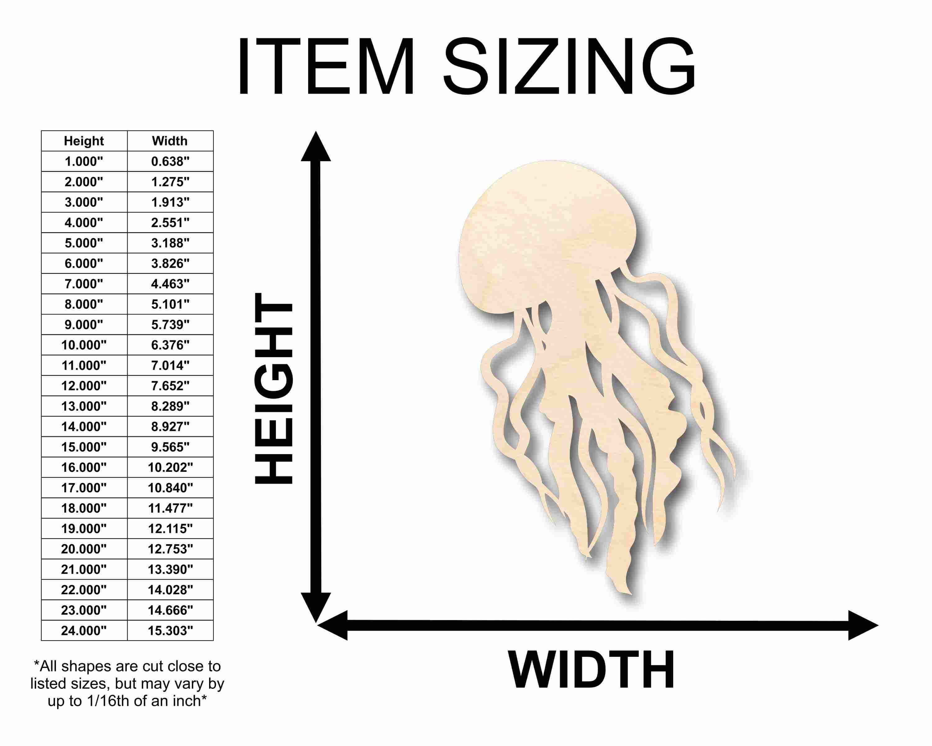 DIY Unfinished Wood Jellyfish Silhouette - Up to 46 Inches for Crafts