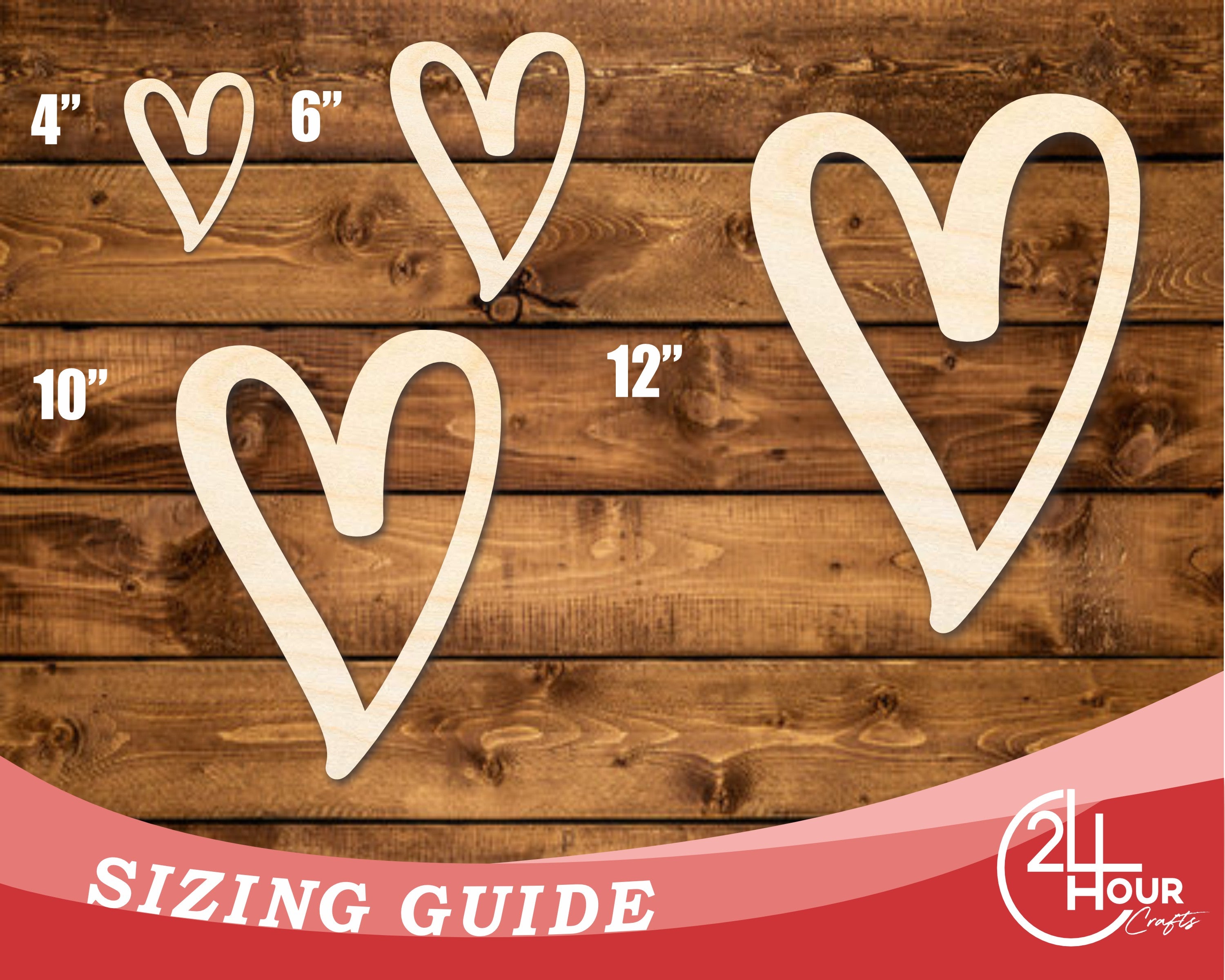 Unfinished DIY Craft Cutout in Wood Heart Outline Shape - Up to 46 Inches for Do - It - Yourself Projects