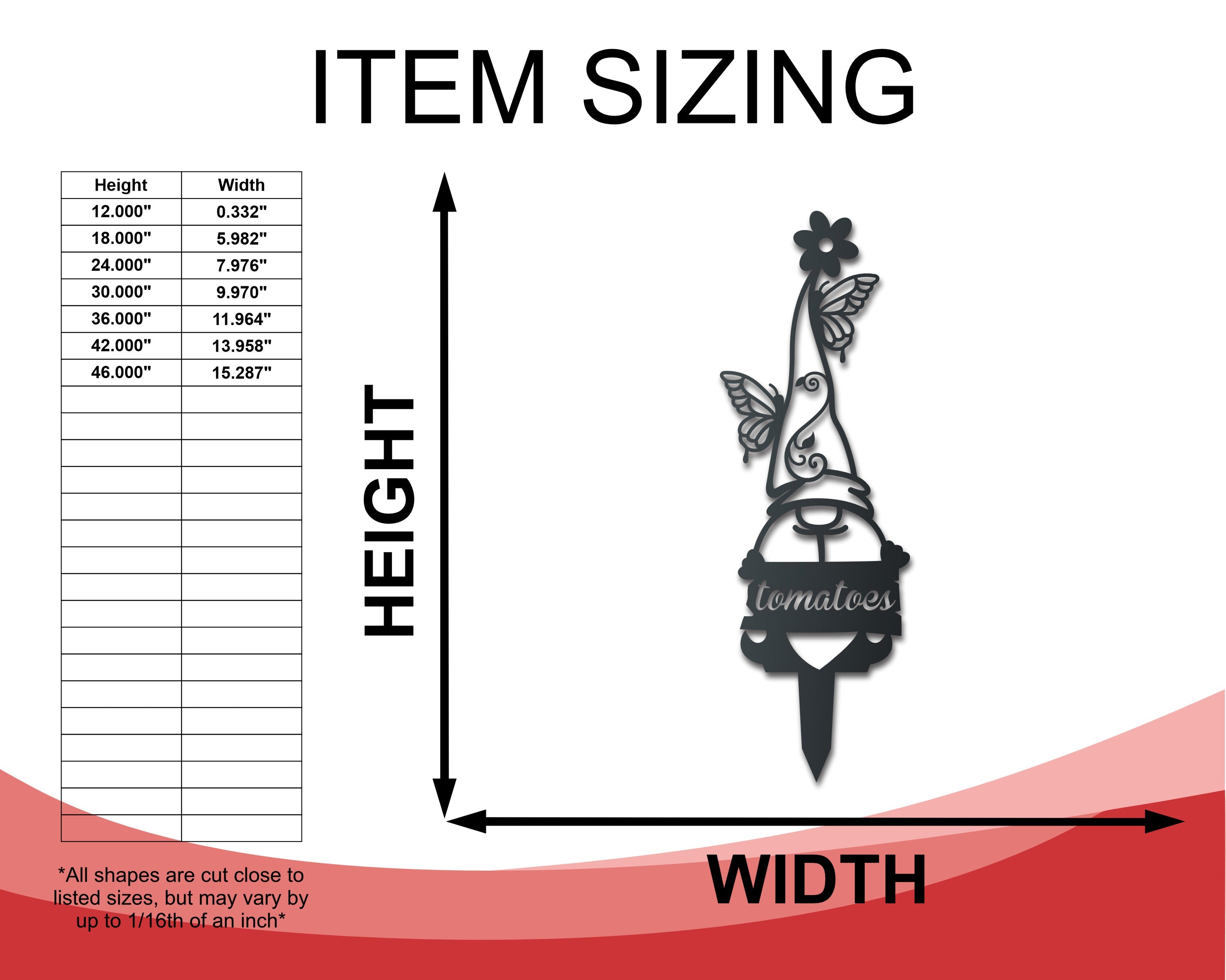 Customizable Metal Garden Gnome Stake with Butterfly Design - Ideal Indoor and Outdoor Garden Marker, Available in Up to 24 Inches and Over 20 Color Choices