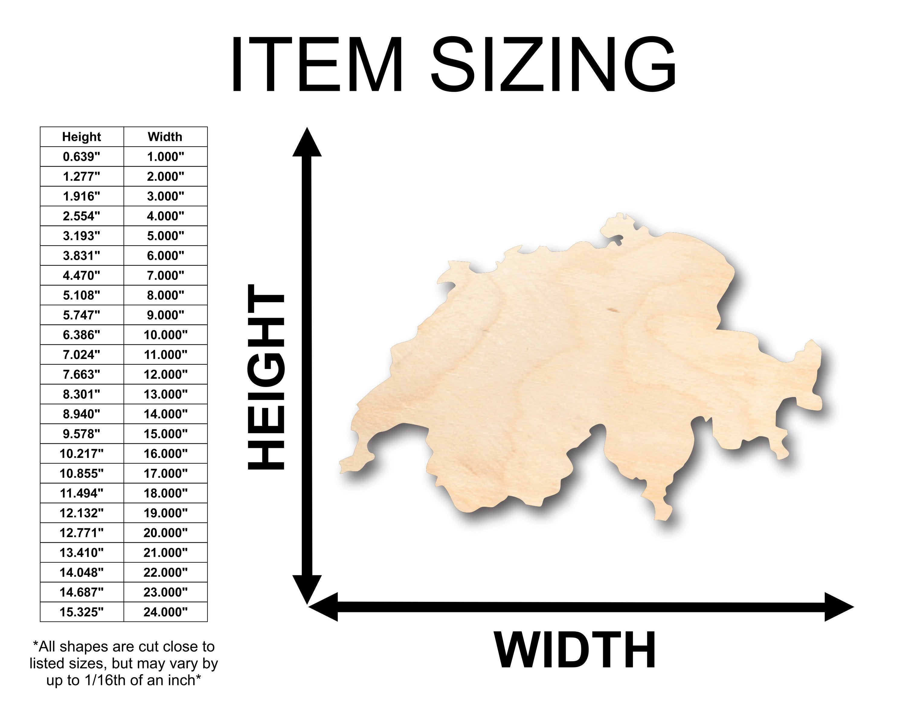 Unfinished Wood DIY Craft - Switzerland Country Shape, Suitable for up to 46 Do - It - Yourself Projects