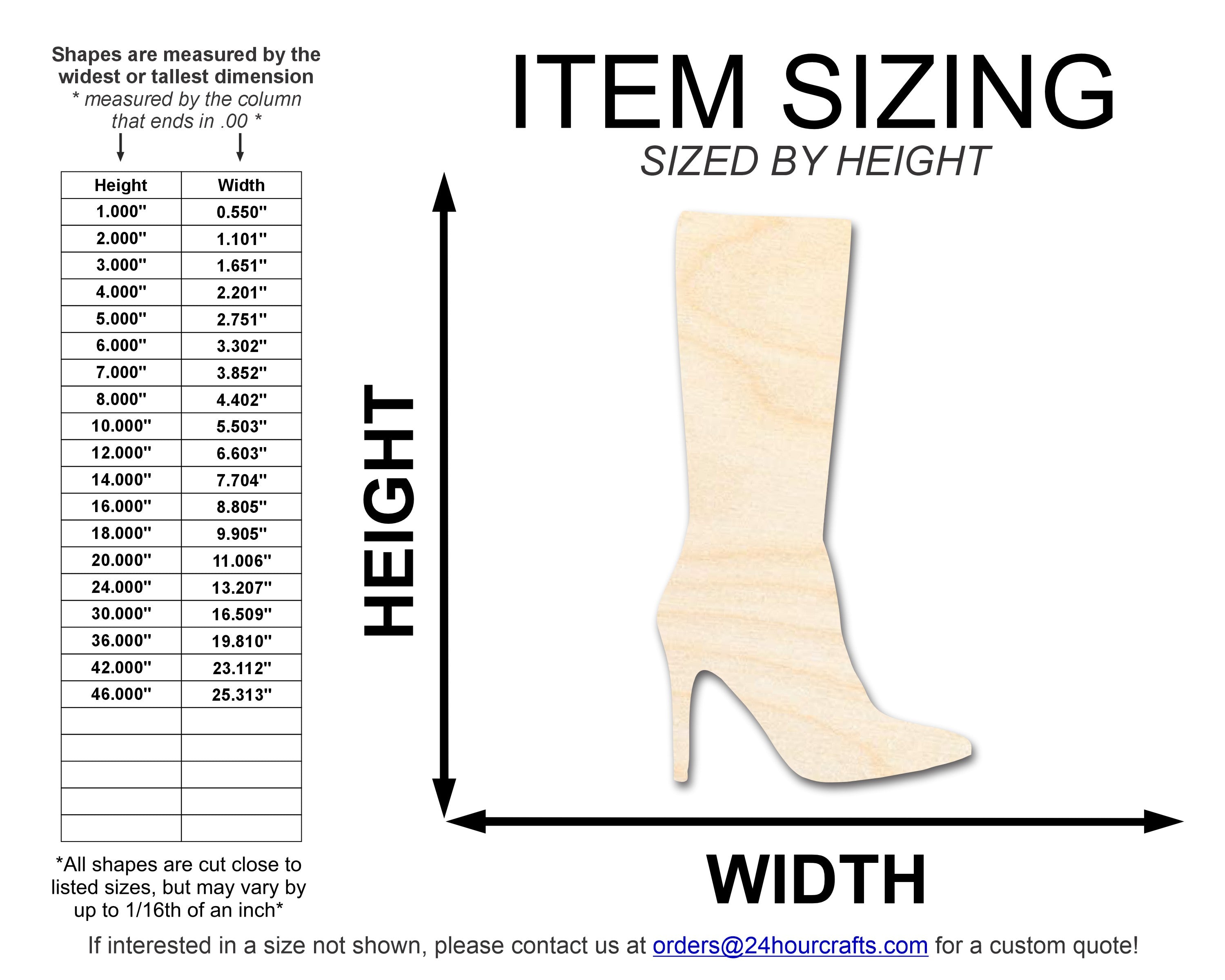 DIY Unfinished Baltic Birch Stiletto Boot Shape Cutouts up to 46 Inches