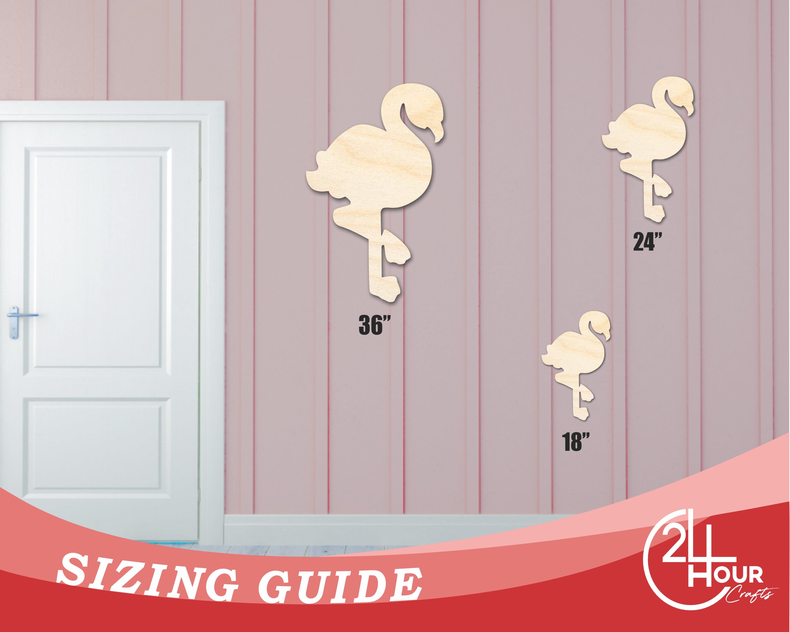Enhanced Unfinished Wood Flamingo Silhouette for DIY Craft Cutouts in the Bigger Better Collection