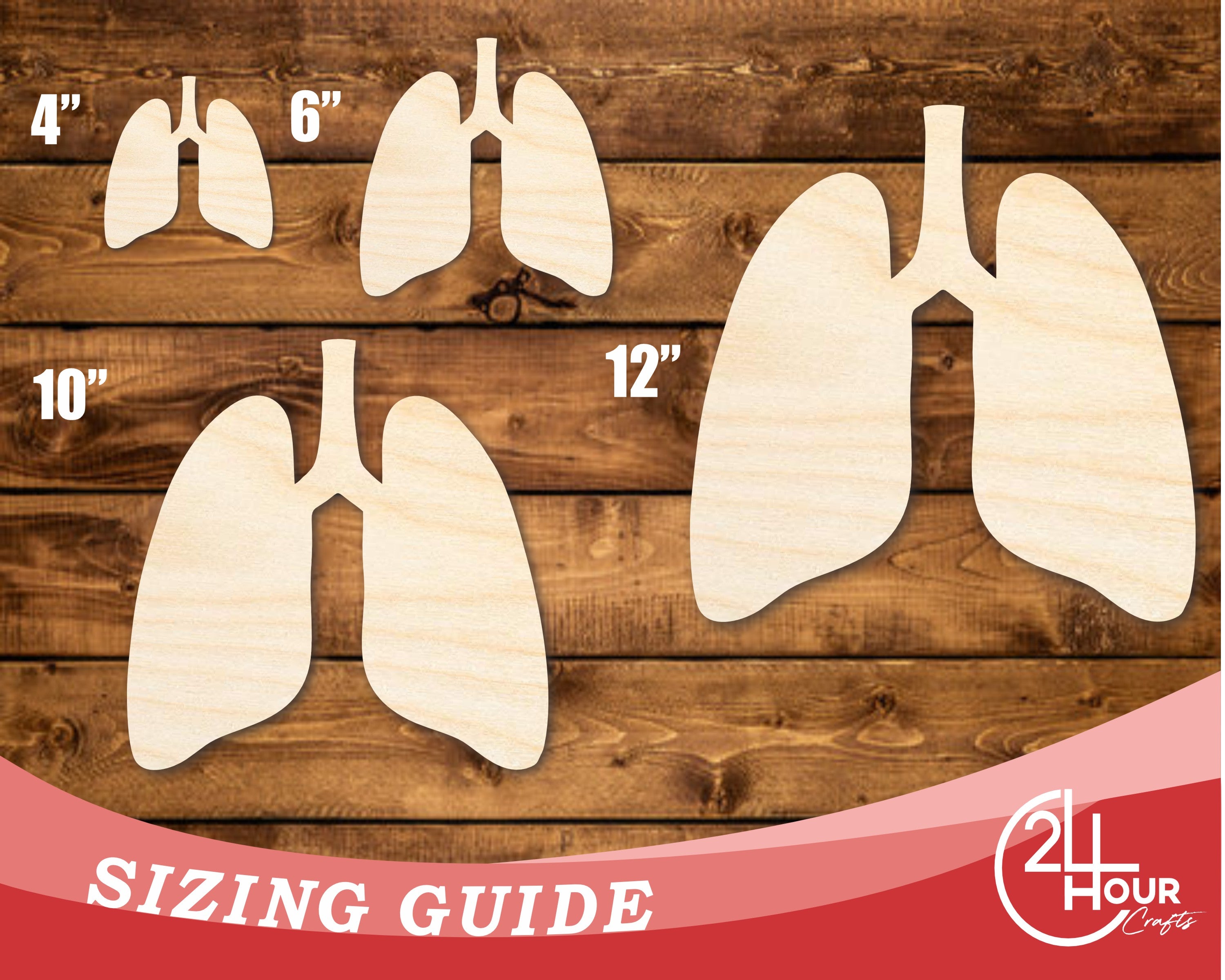 DIY Unfinished Baltic Birch Lung Shape Cutouts up to 46 Inches