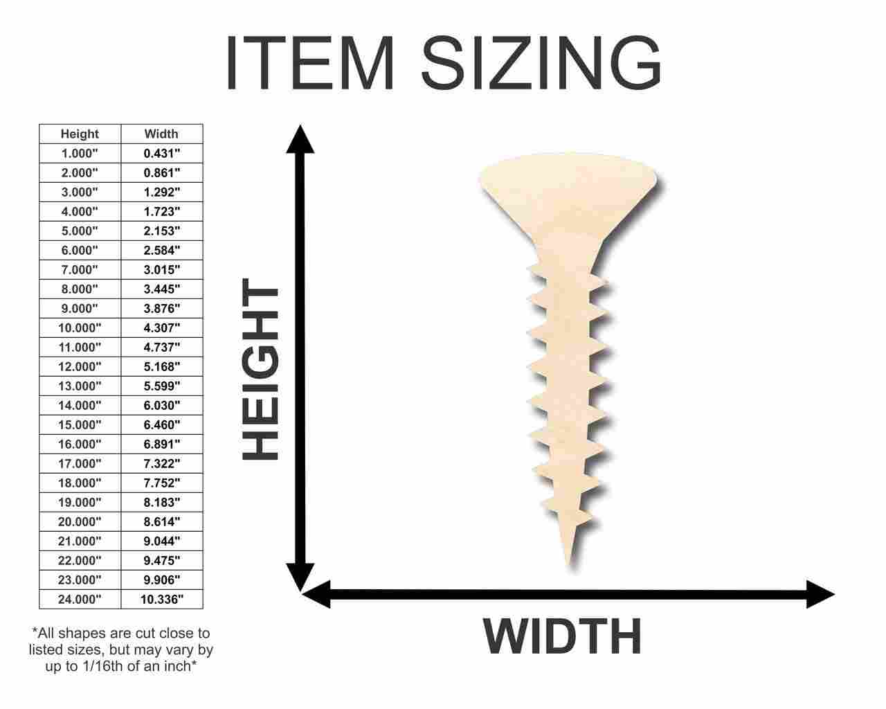 DIY Unfinished Wood Screw Shape Tool for Up to 46 Craft Projects