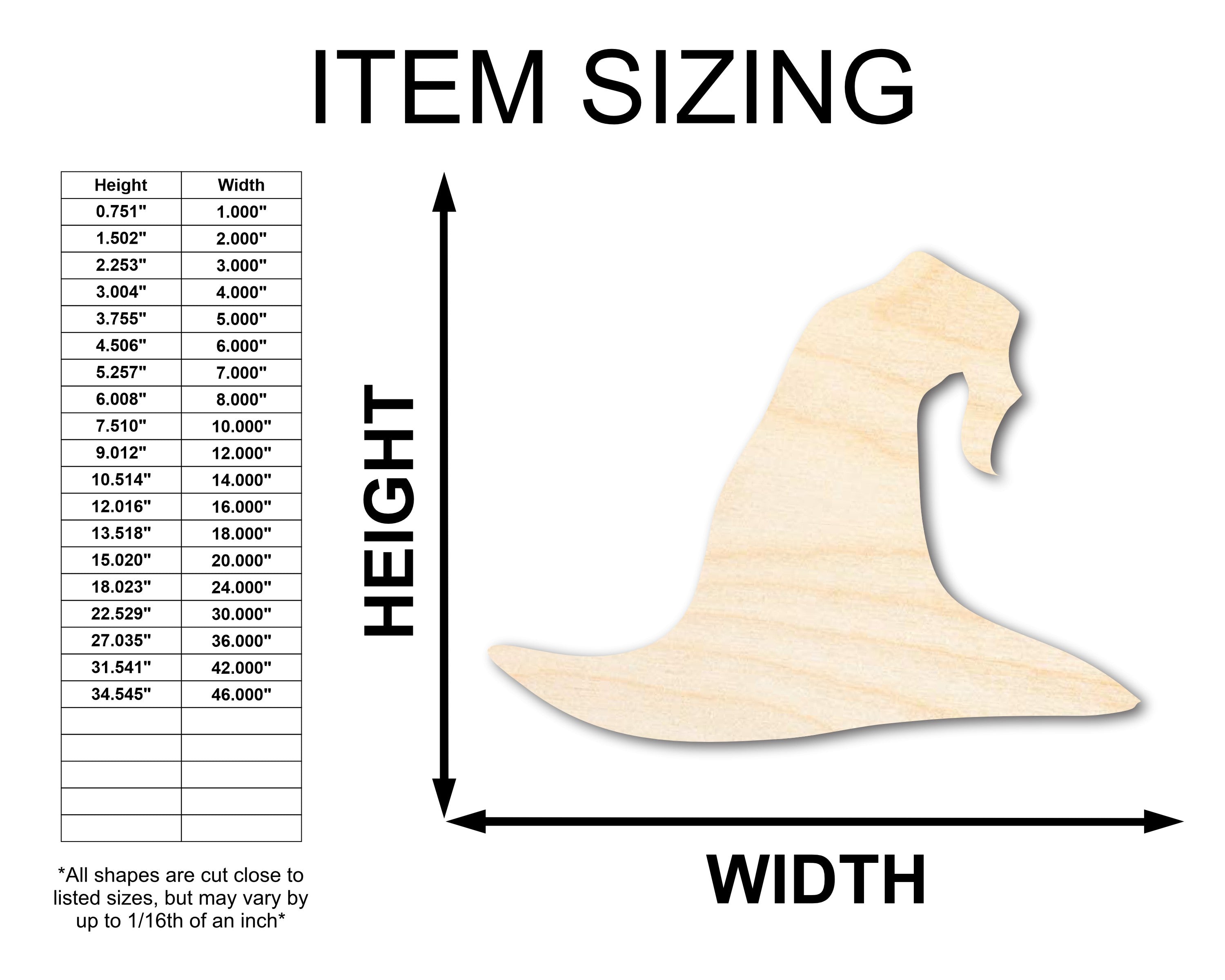 Unfinished Wood Craft Wizard Hat Shape - Available Sizes up to 46 Inches