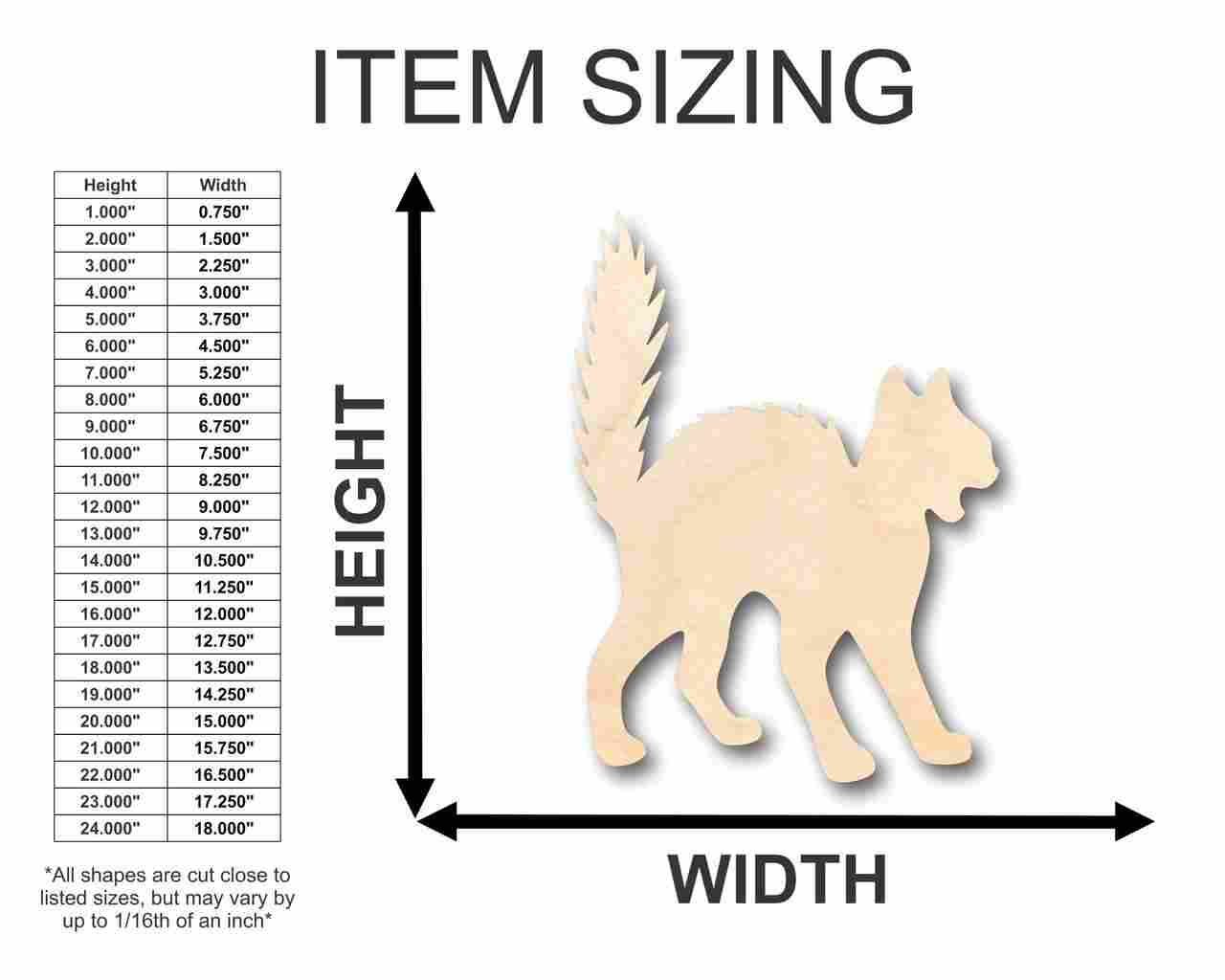 Unfinished Wood DIY Halloween Craft in Scary Cat Shape for Up to 46 Projects