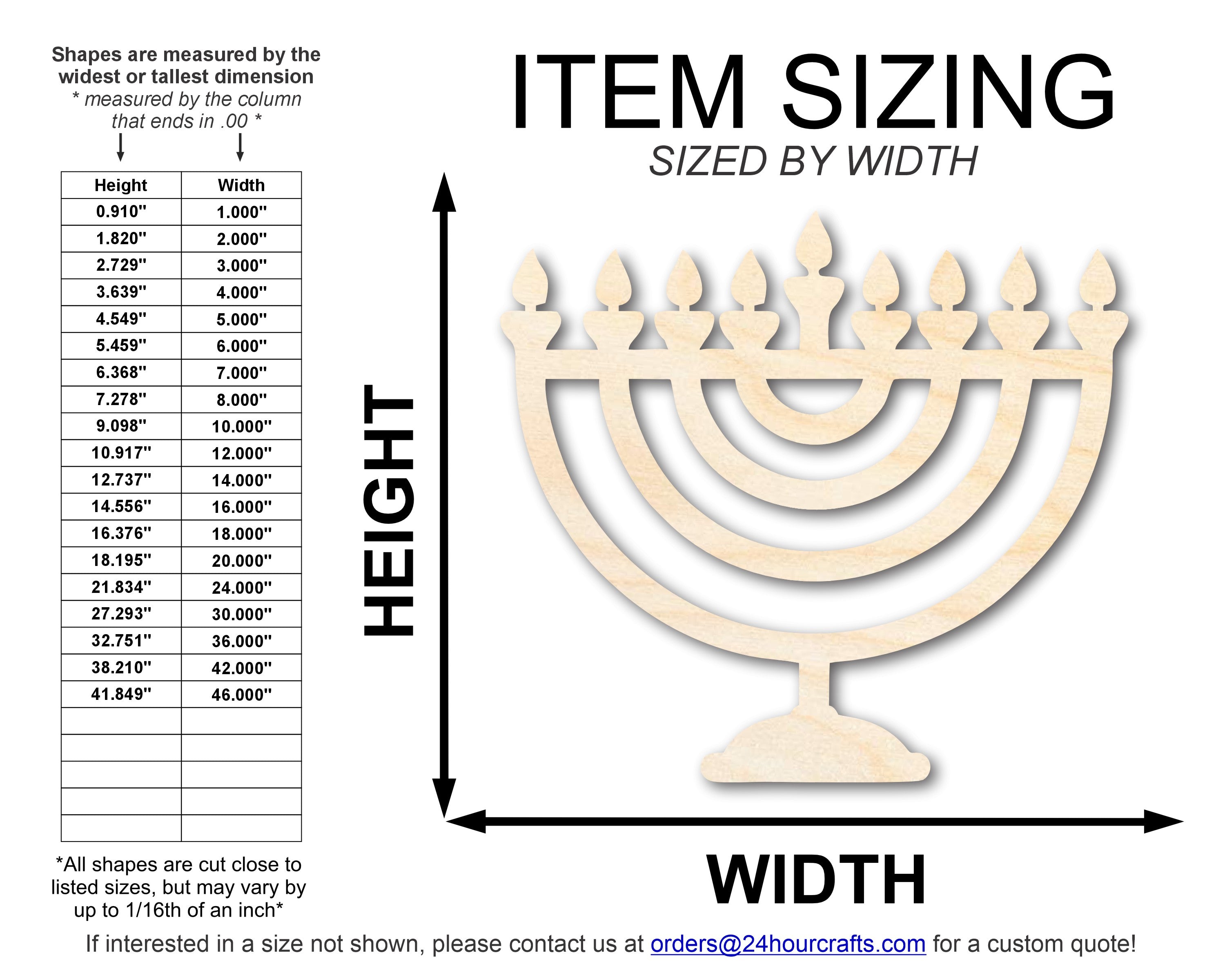 DIY Unfinished Wood Hanukkiah Shape Craft Cutout with Up to 46 DIY Options