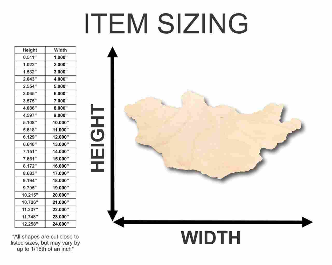 DIY Unfinished Wood Mongolia - Shaped Country Crafts up to 46 Inches