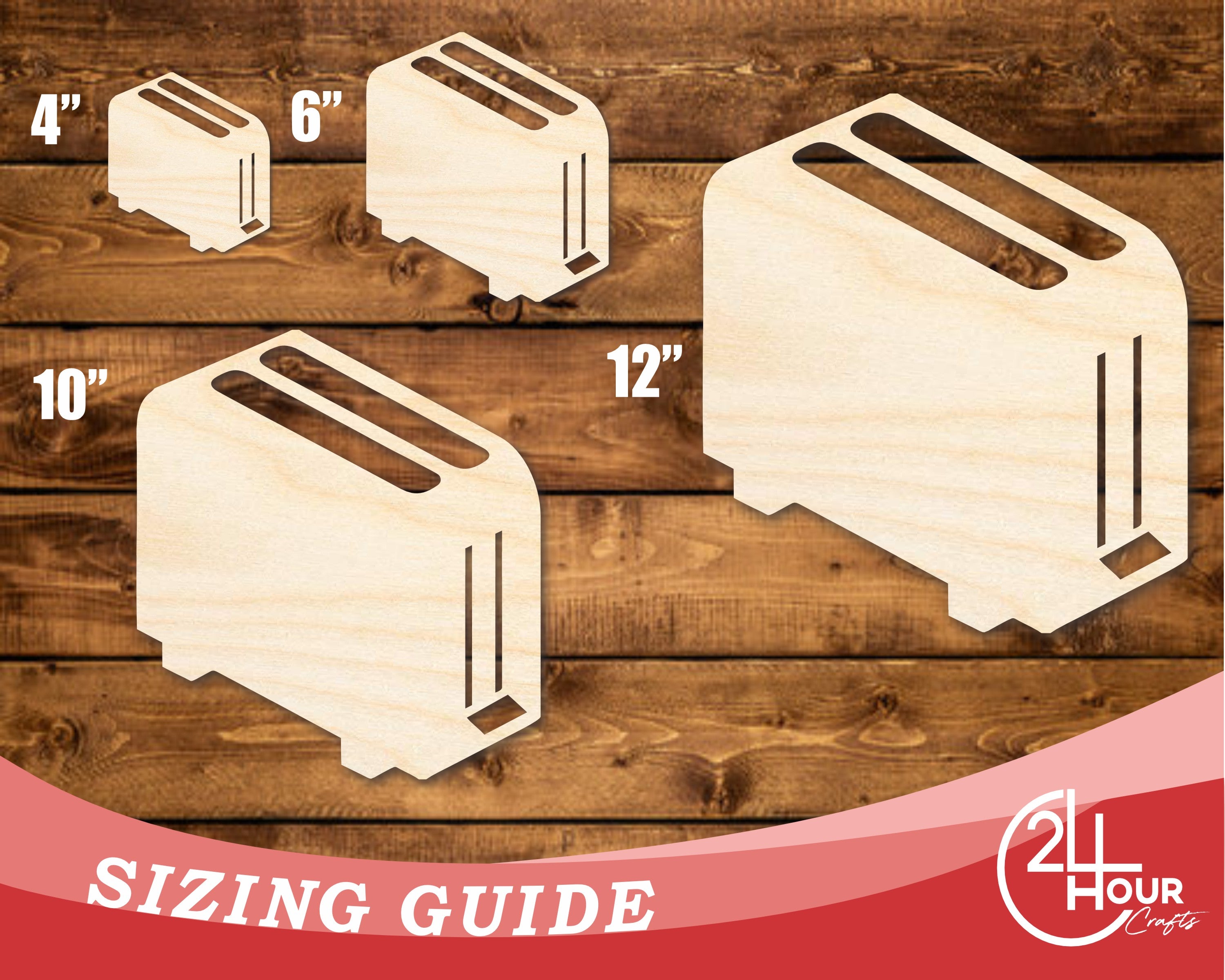 Unfinished Baltic Birch Wood Toaster - Shaped DIY Craft Cutout with Up to 46 Different DIY Options