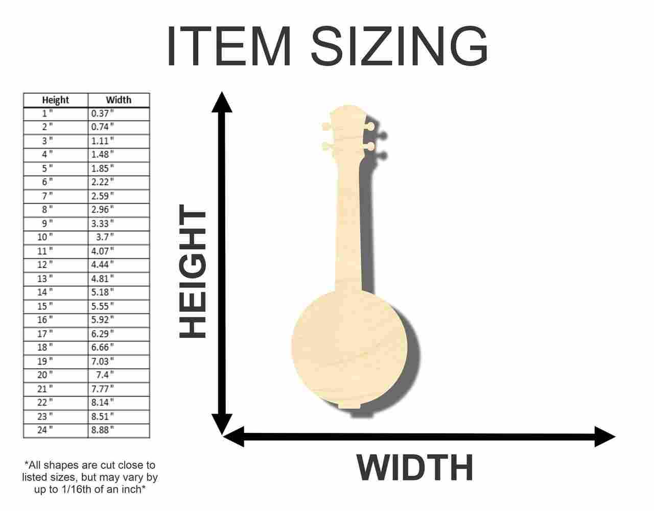 DIY Unfinished Wood Banjo Shapes for Crafts and Music, Up to 46