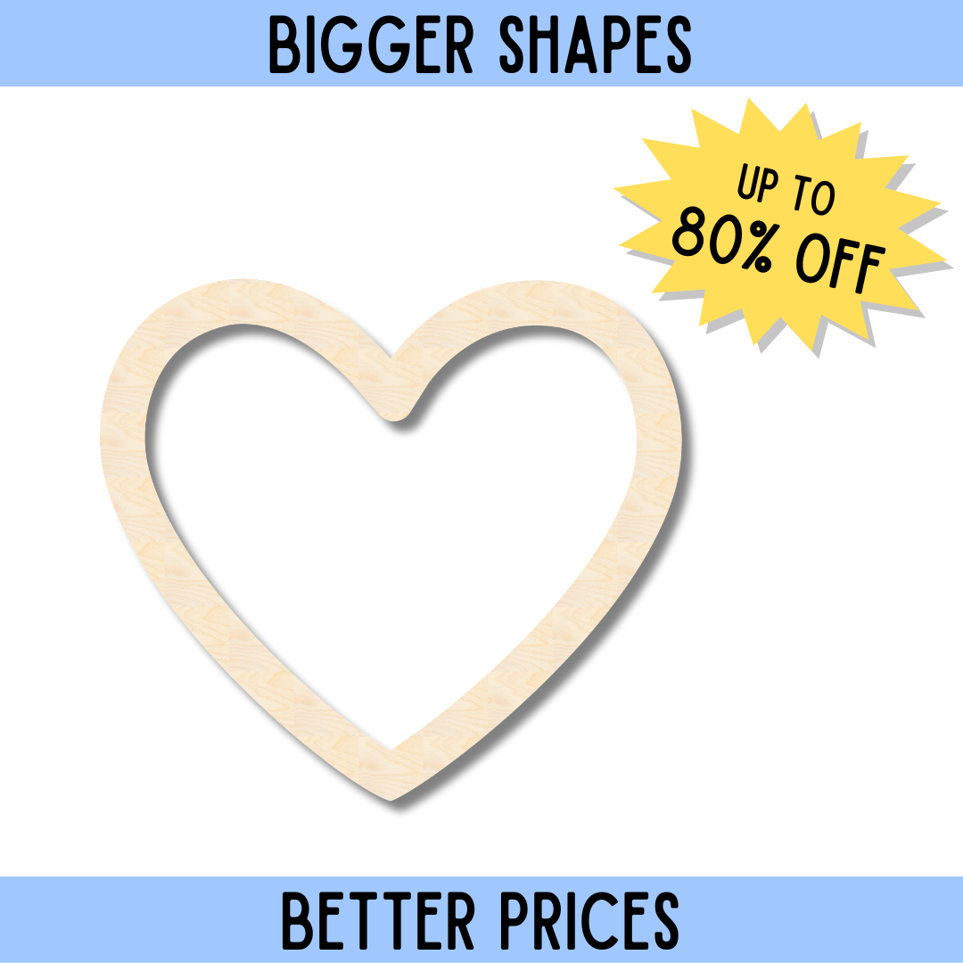 Enhanced Unfinished Wood Heart Border Silhouette for DIY Crafts