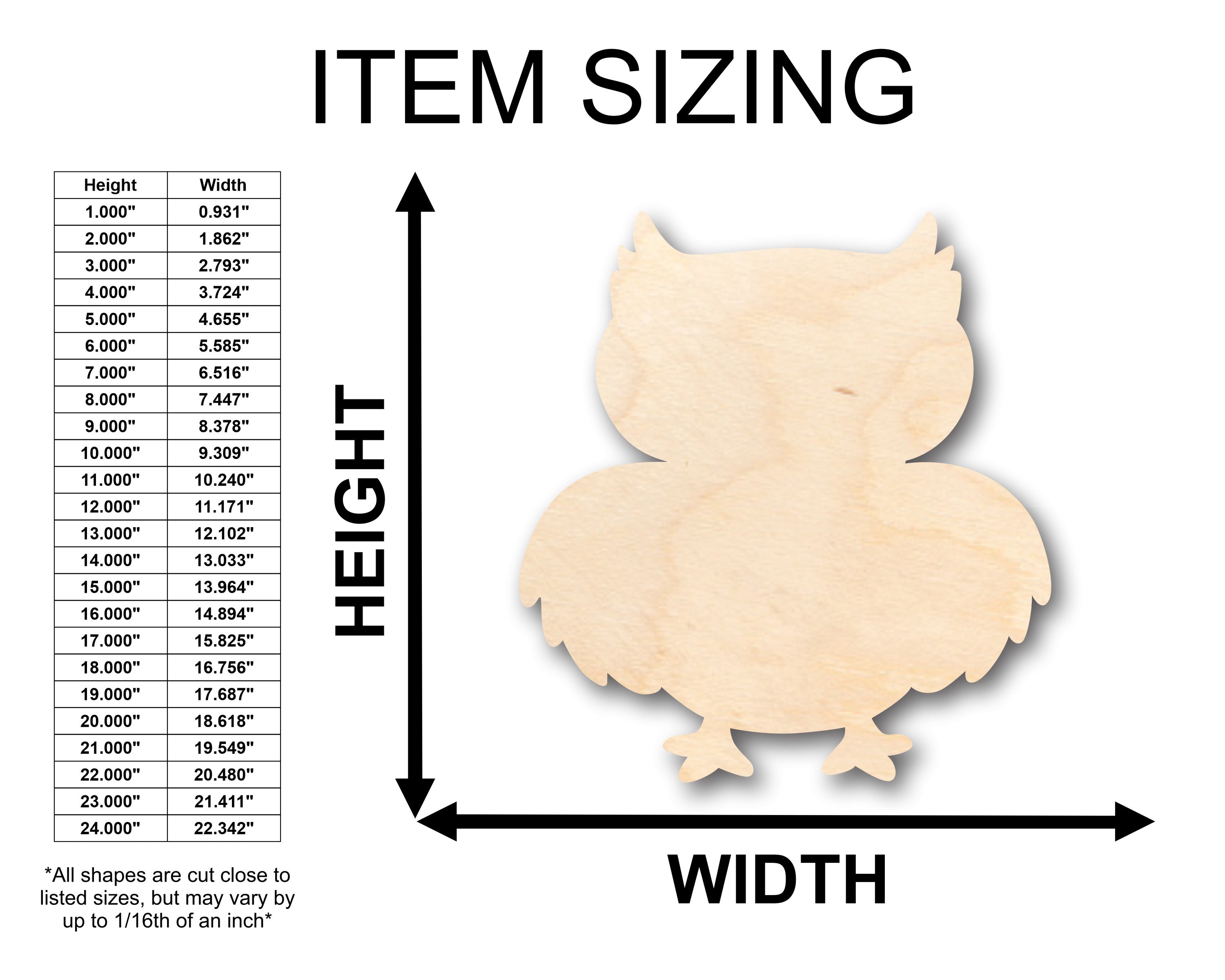 DIY Sanded Unfinished Wood Cute Owl Shape - Up to 46 Craft Options