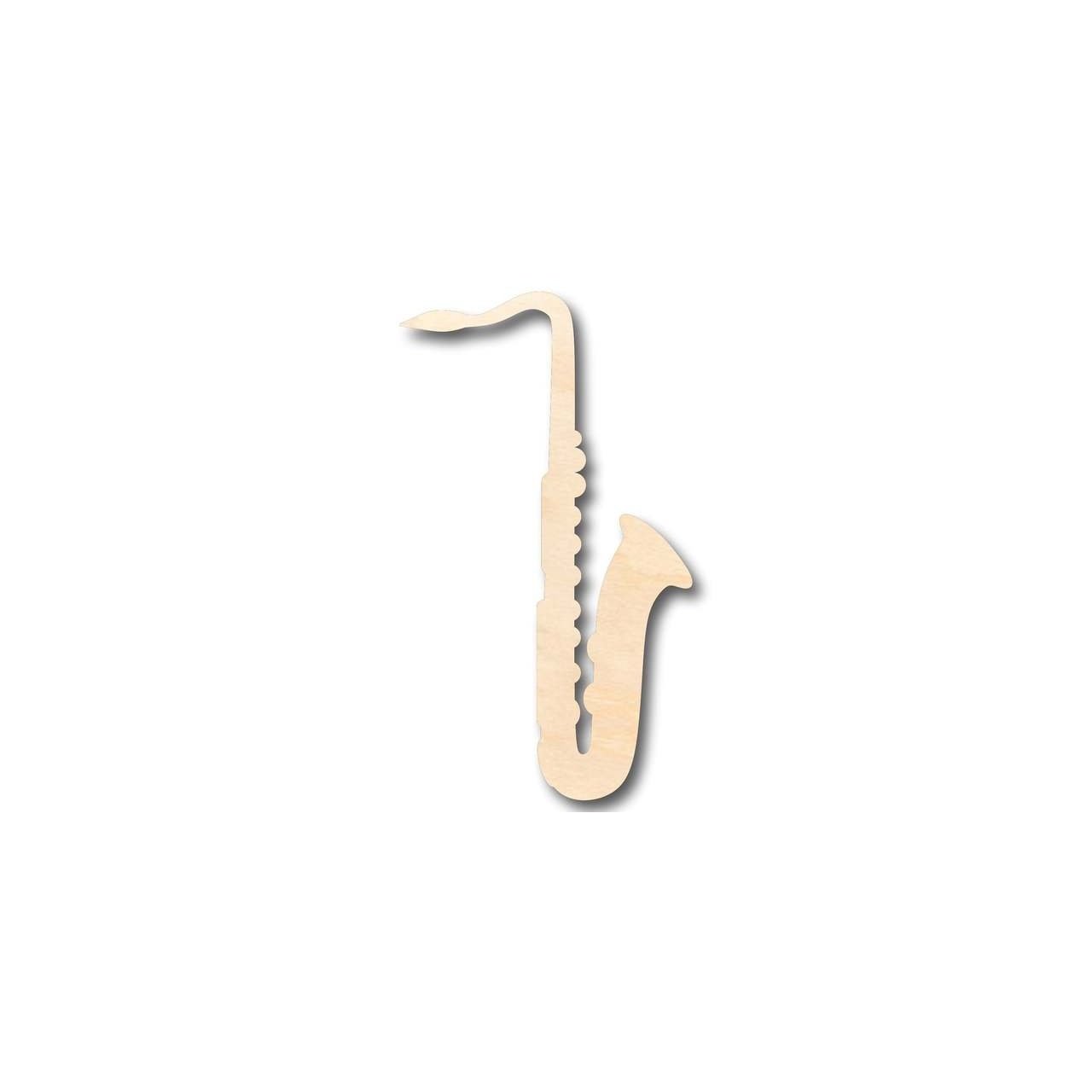 Unfinished DIY Wood Saxophone Shape for Music and Craft Projects, Sizes up to 46 Inches