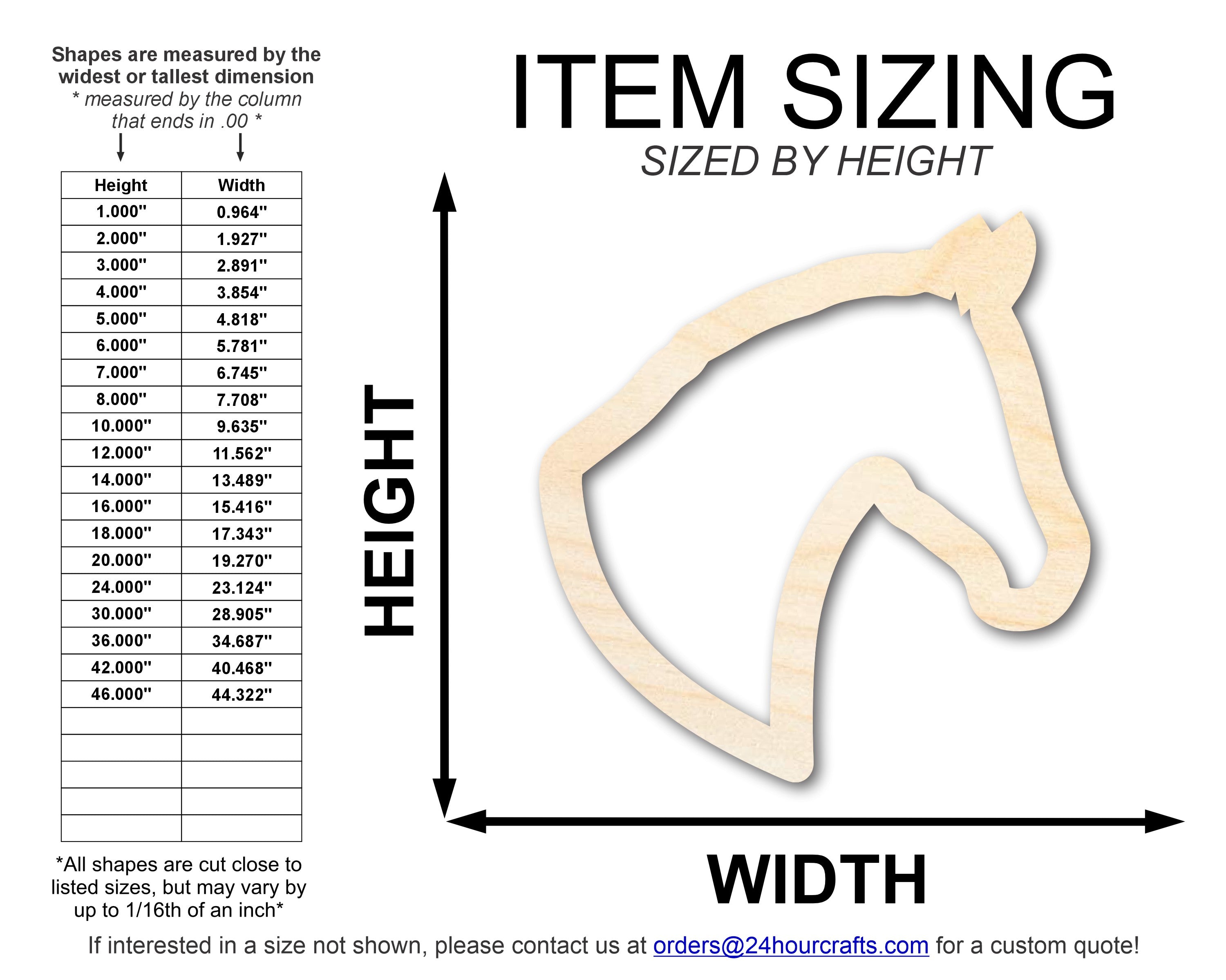 DIY Unfinished Baltic Birch Wood Horse Outline Cutout, Sizes Up to 46"
