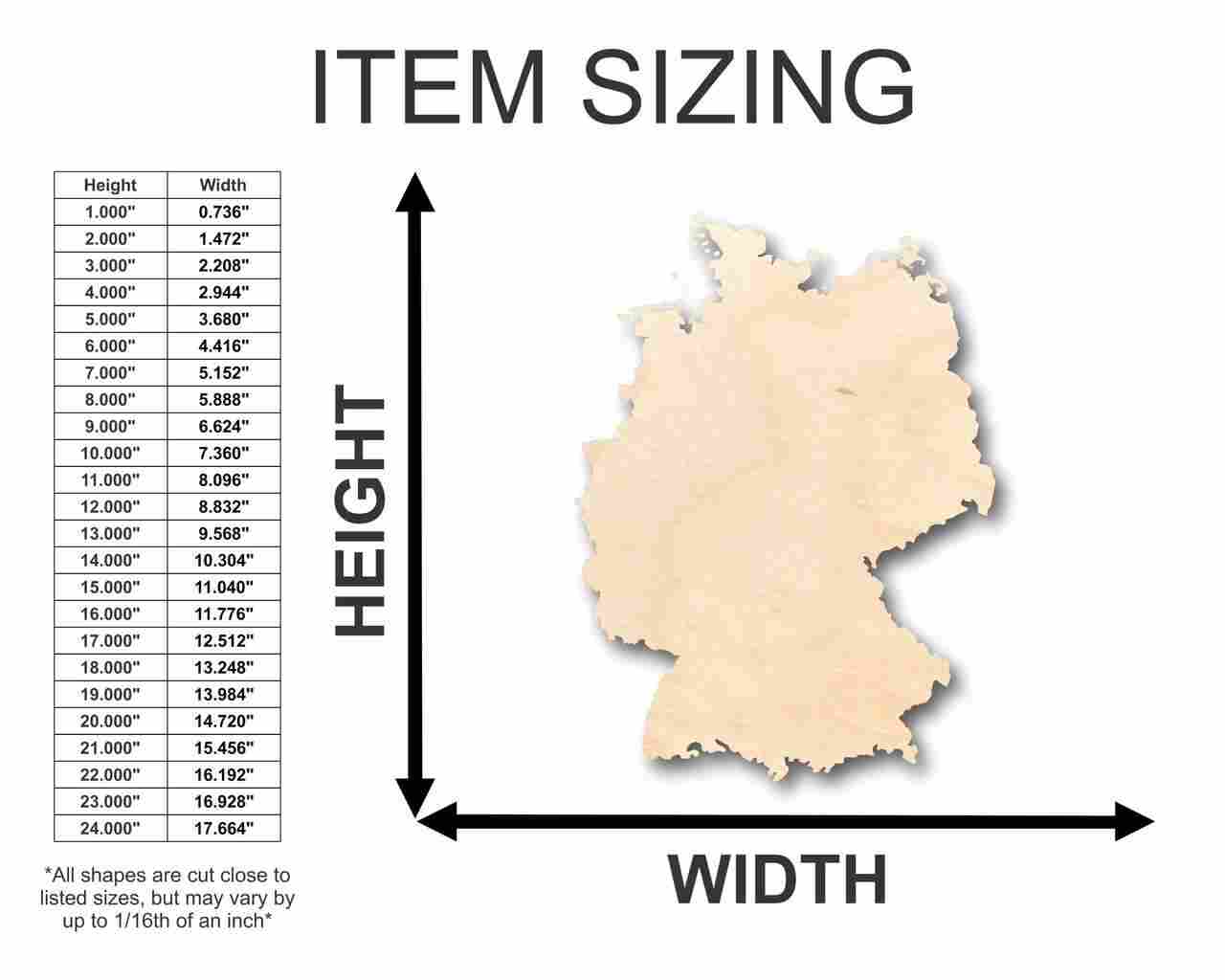 Unfinished Germany-shaped Wood Craft Items for DIY Projects - Up to 46 Pieces of Country-themed Handicraft Materials