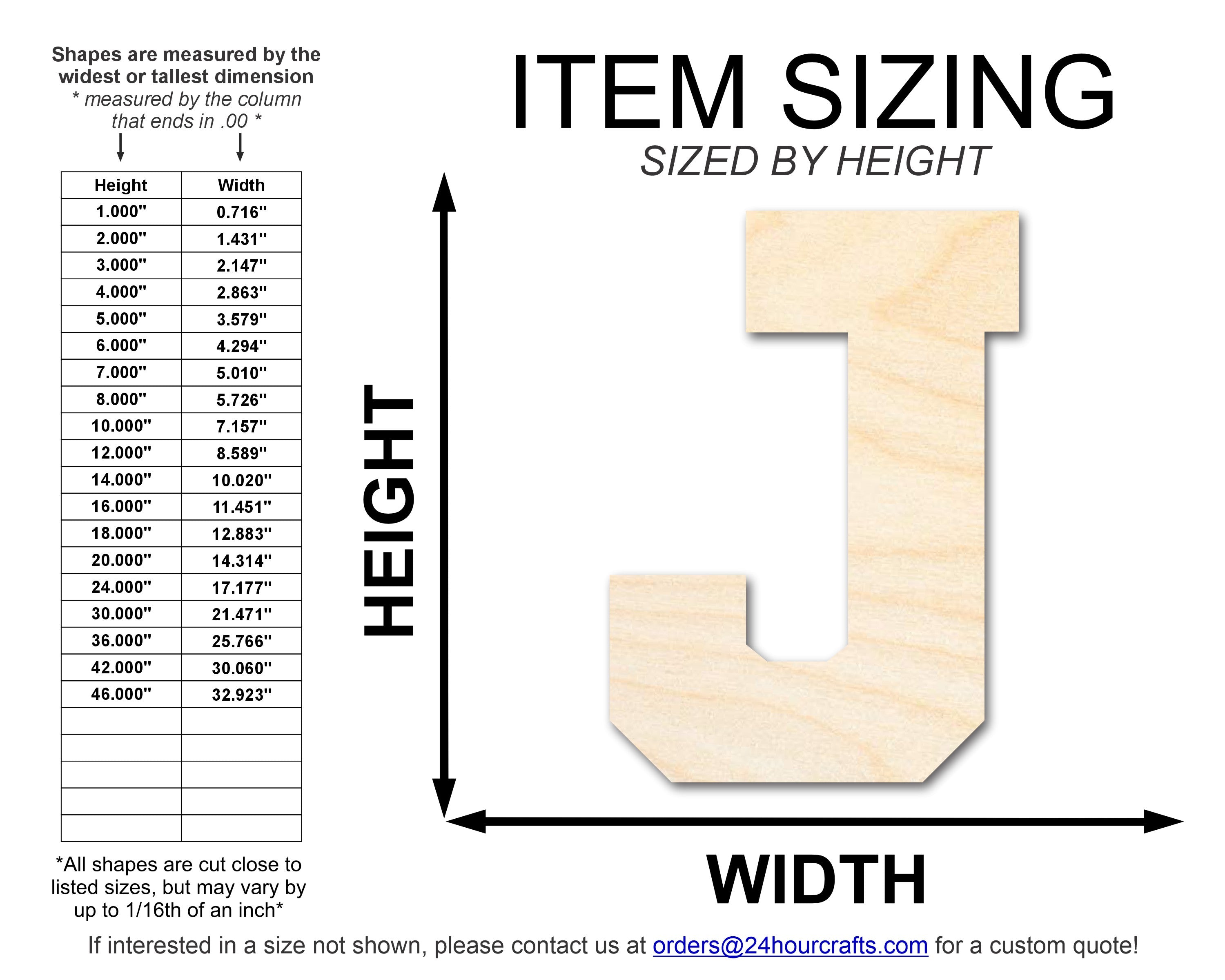 Unfinished Baltic Birch Varsity Team Font - J Shape for Up to 46 DIY Crafts