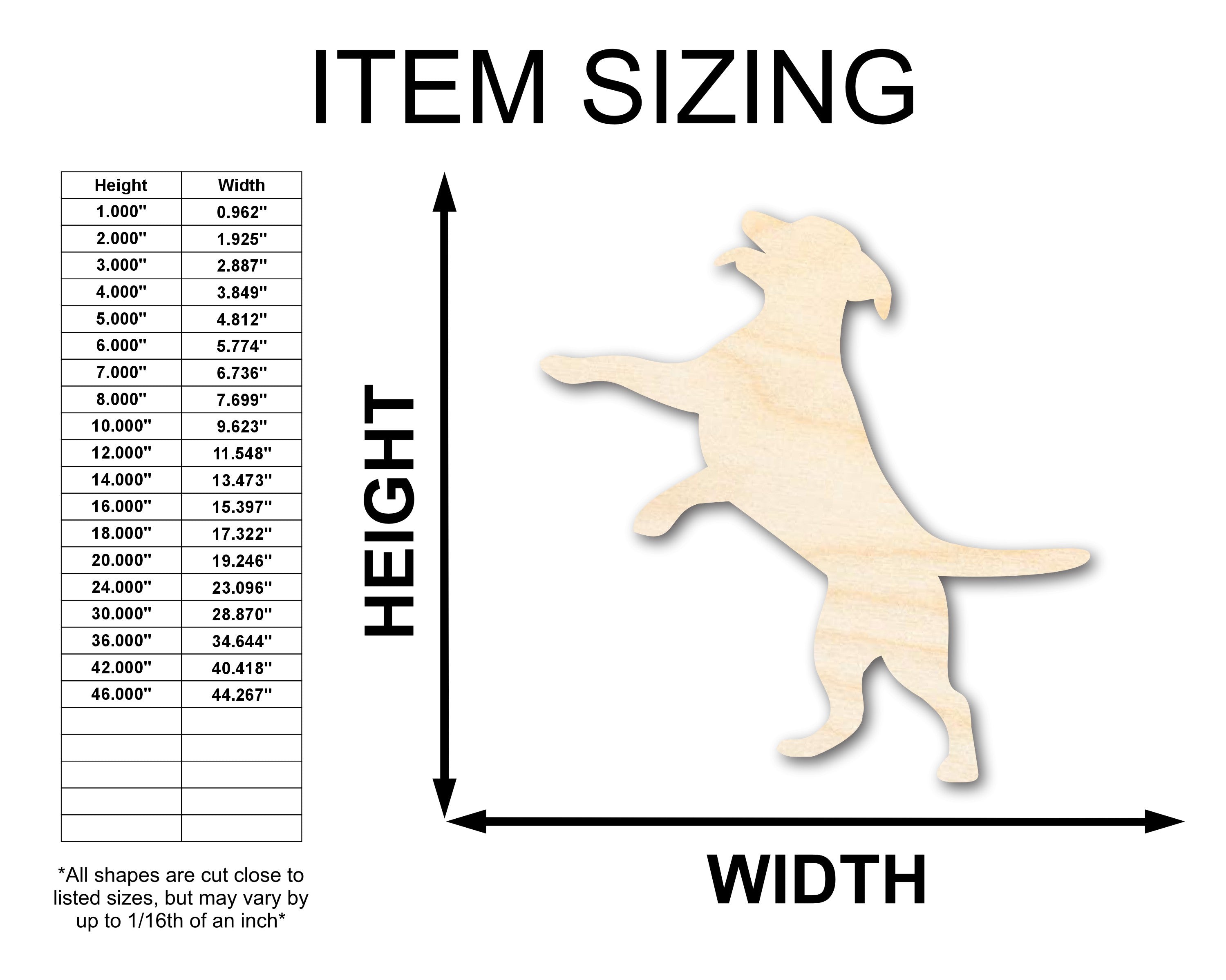 DIY Unfinished Baltic Birch Playful Dog Silhouette Cutout up to 46 Inches