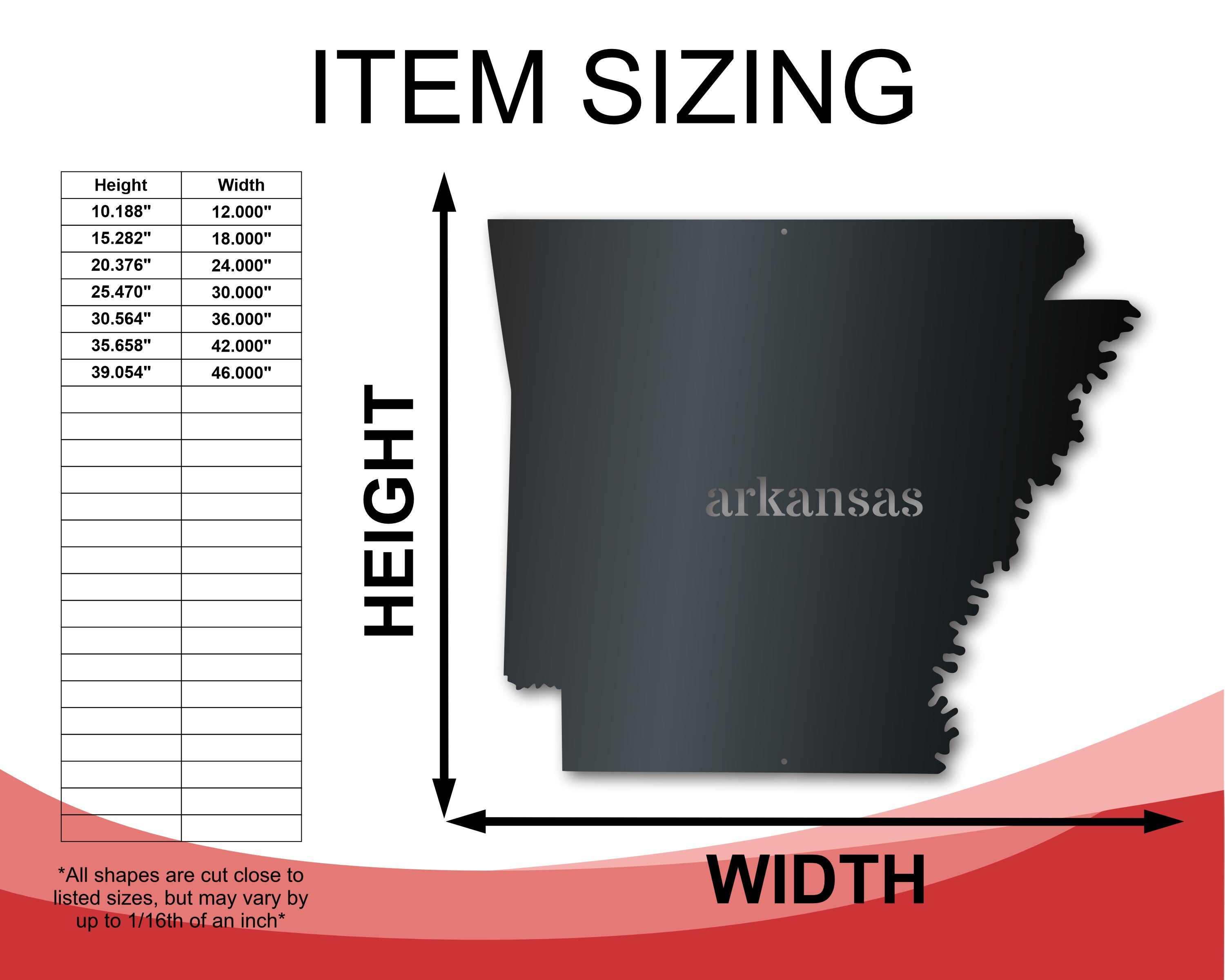 Customizable Metal Arkansas Wall Art with 14 Color Choices