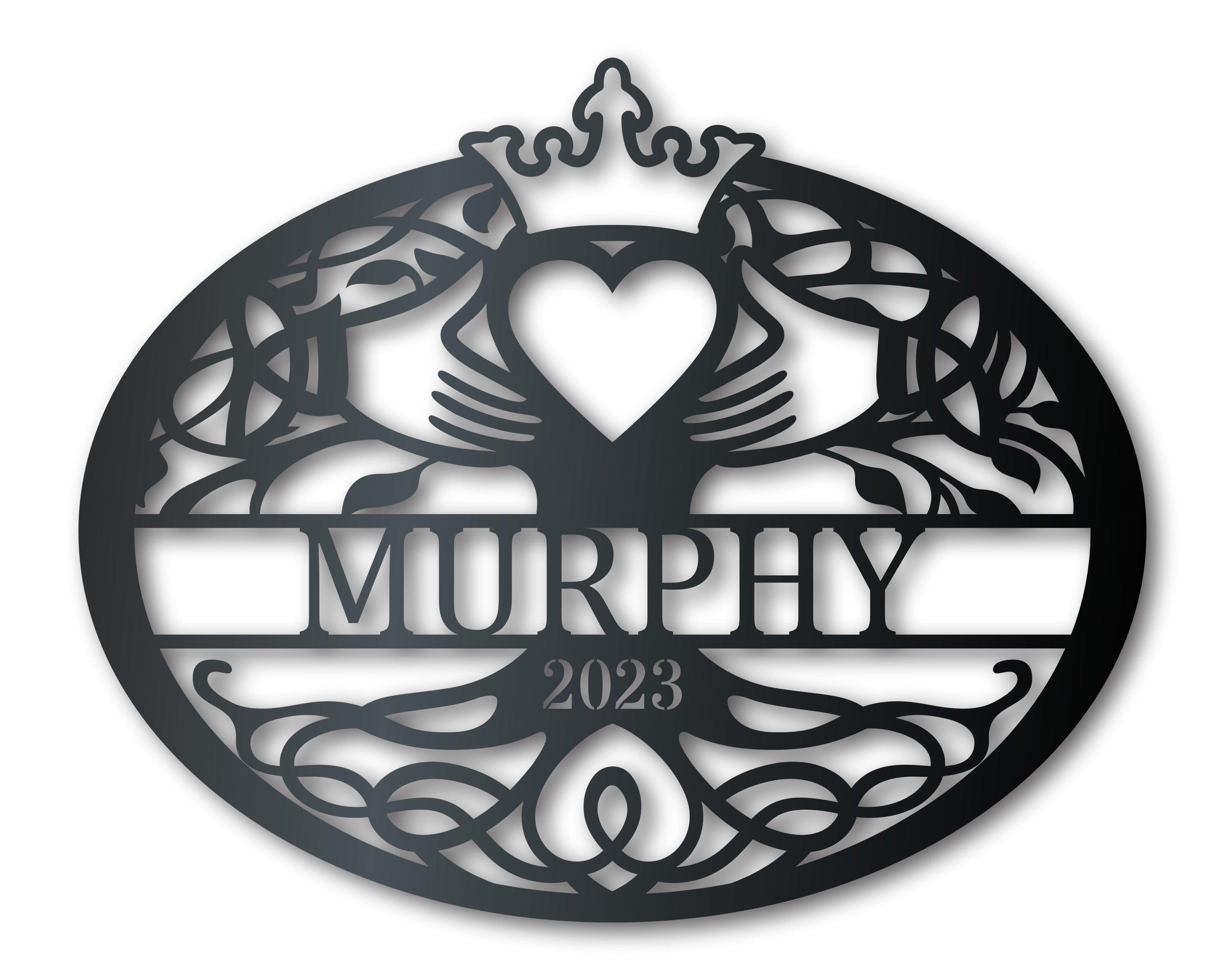 14 - Color Metal Claddagh Family Monogram Wall Art for Irish - themed Decor