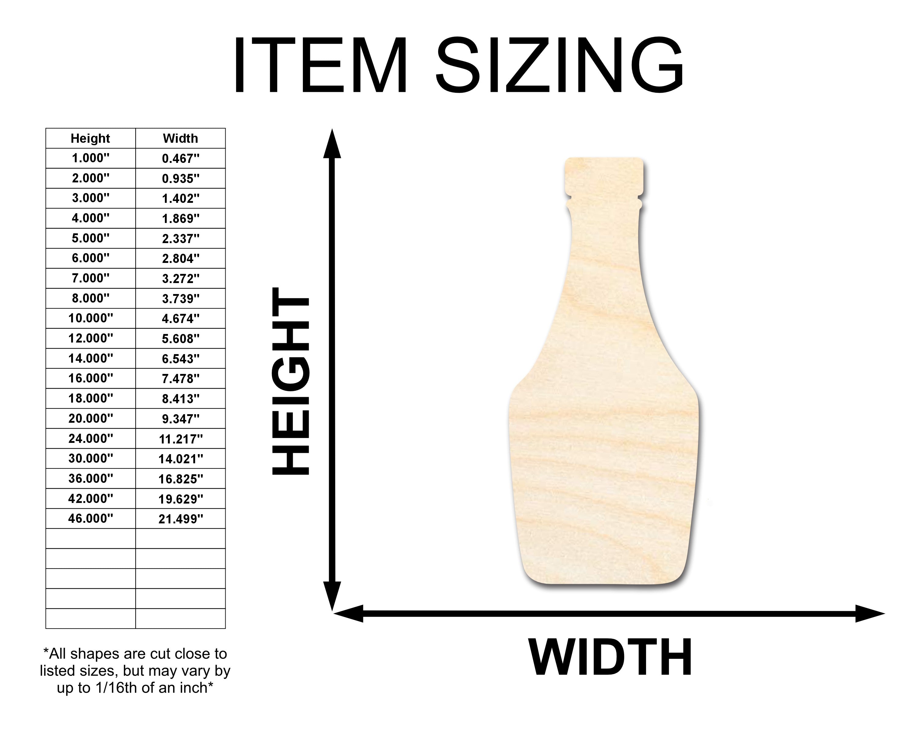 Unfinished Wood Cutout in the Shape of a Ketchup Bottle for Up to 46 Different DIY Crafts