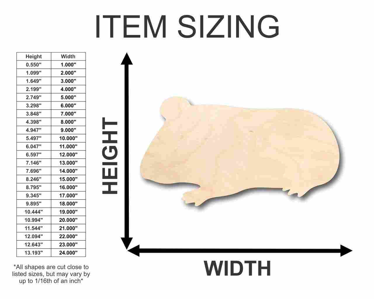 Unfinished Wood Guinea Pig Shape - Ideal for Animal - Pet - Craft DIY Projects, Available for up to 46 Creative Ideas