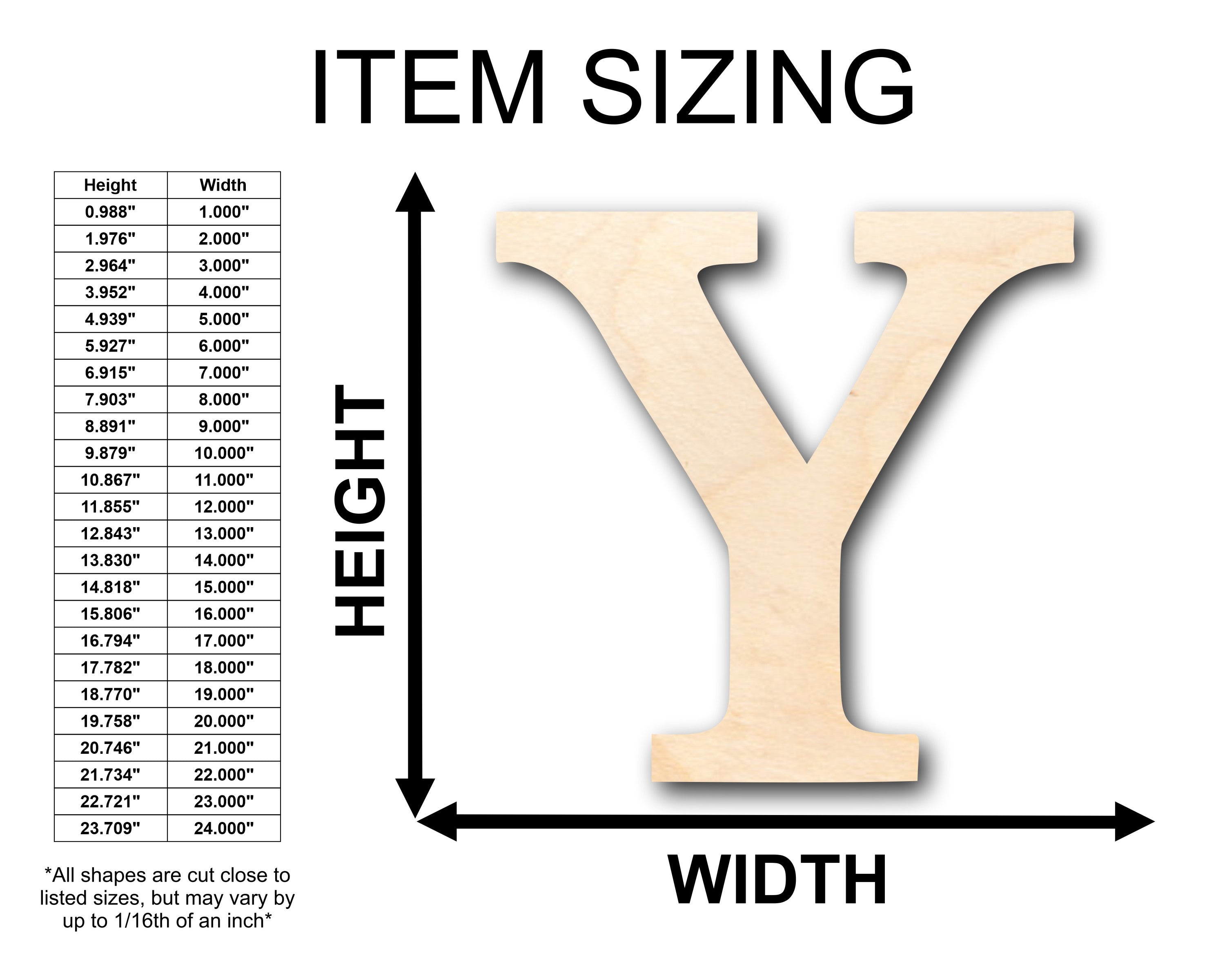 Unfinished Baltic Birch Wood Bold Upsilon Shape for DIY Crafts - Sizes up to 46 Inches