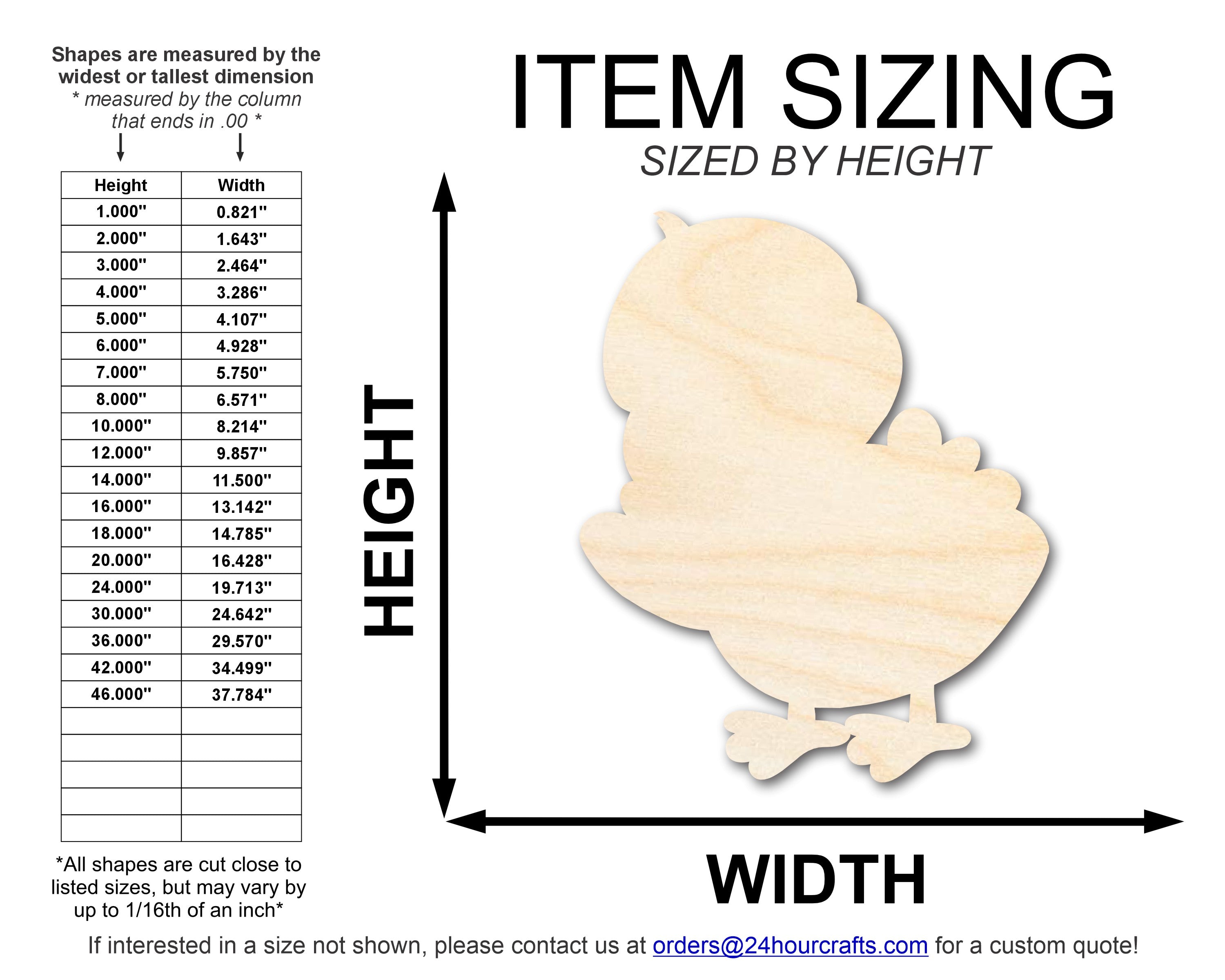 DIY Unfinished Baltic Birch Happy Chick Shape Cutout - Up to 46 Inches