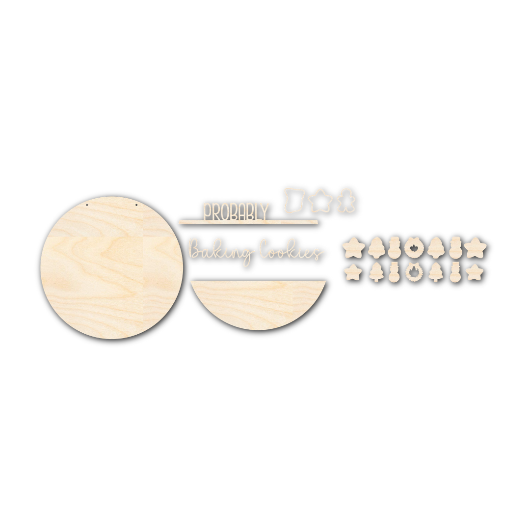 Unfinished Wooden Baking Cookies Themed Front Door Sign Craft Kit | 1/4 Inch Thick Wood Craft Cutouts