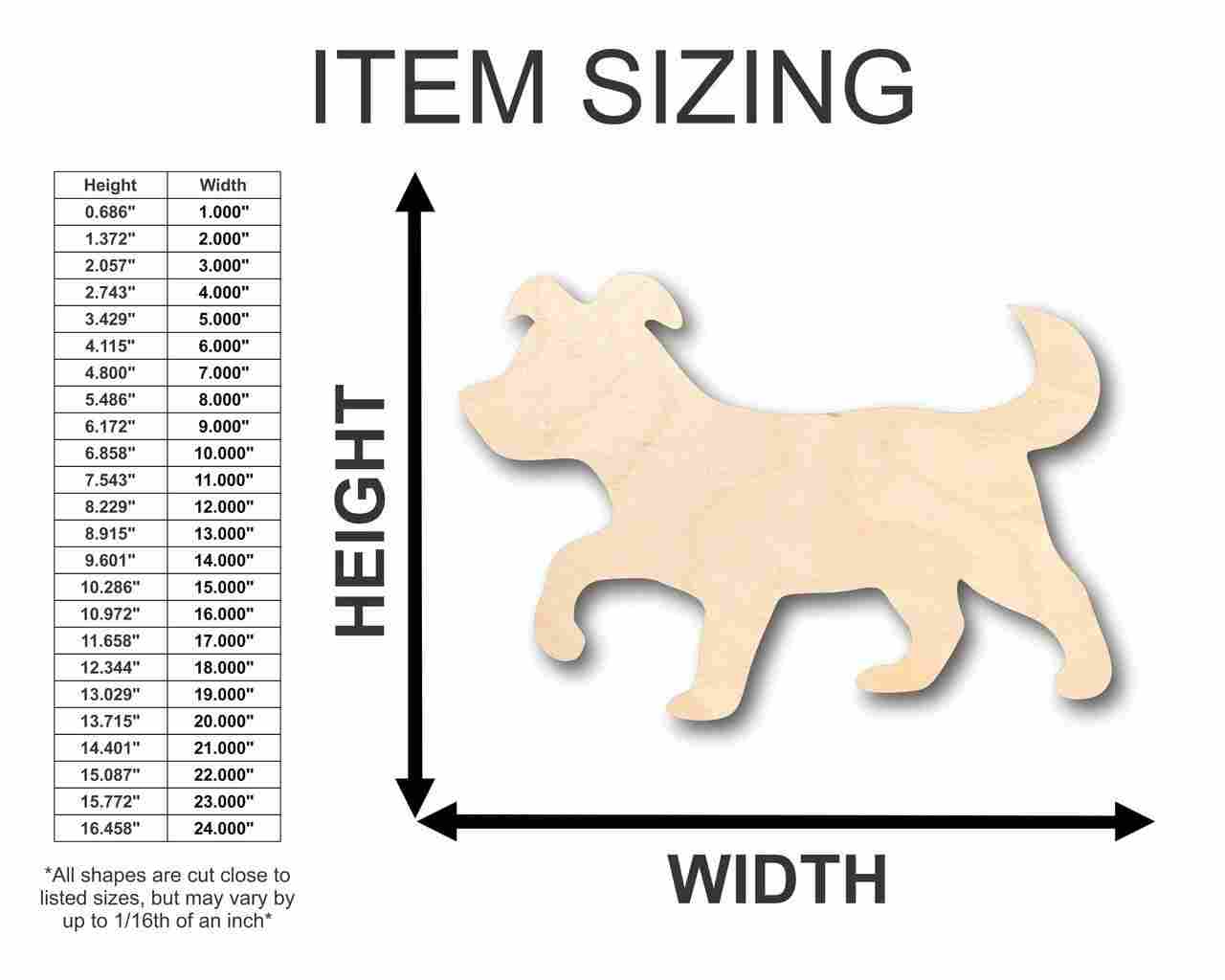 Unfinished Baltic Birch Plywood Puppy Dog Shape for DIY Animal Pet Crafts, Sizes up to 24 Inches