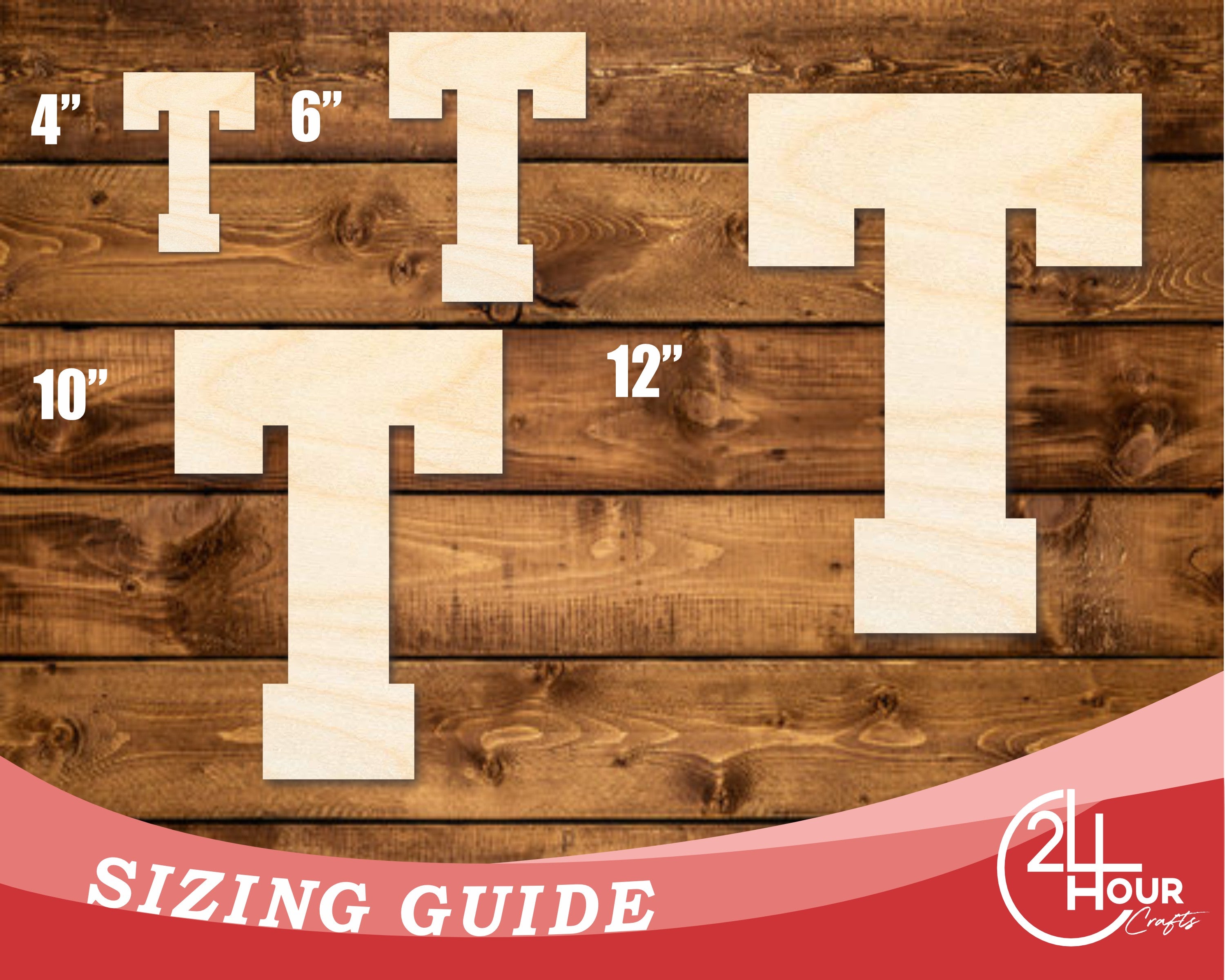 Unfinished Baltic Birch Varsity Team T - Shape DIY Craft Cutouts up to 46 Inches